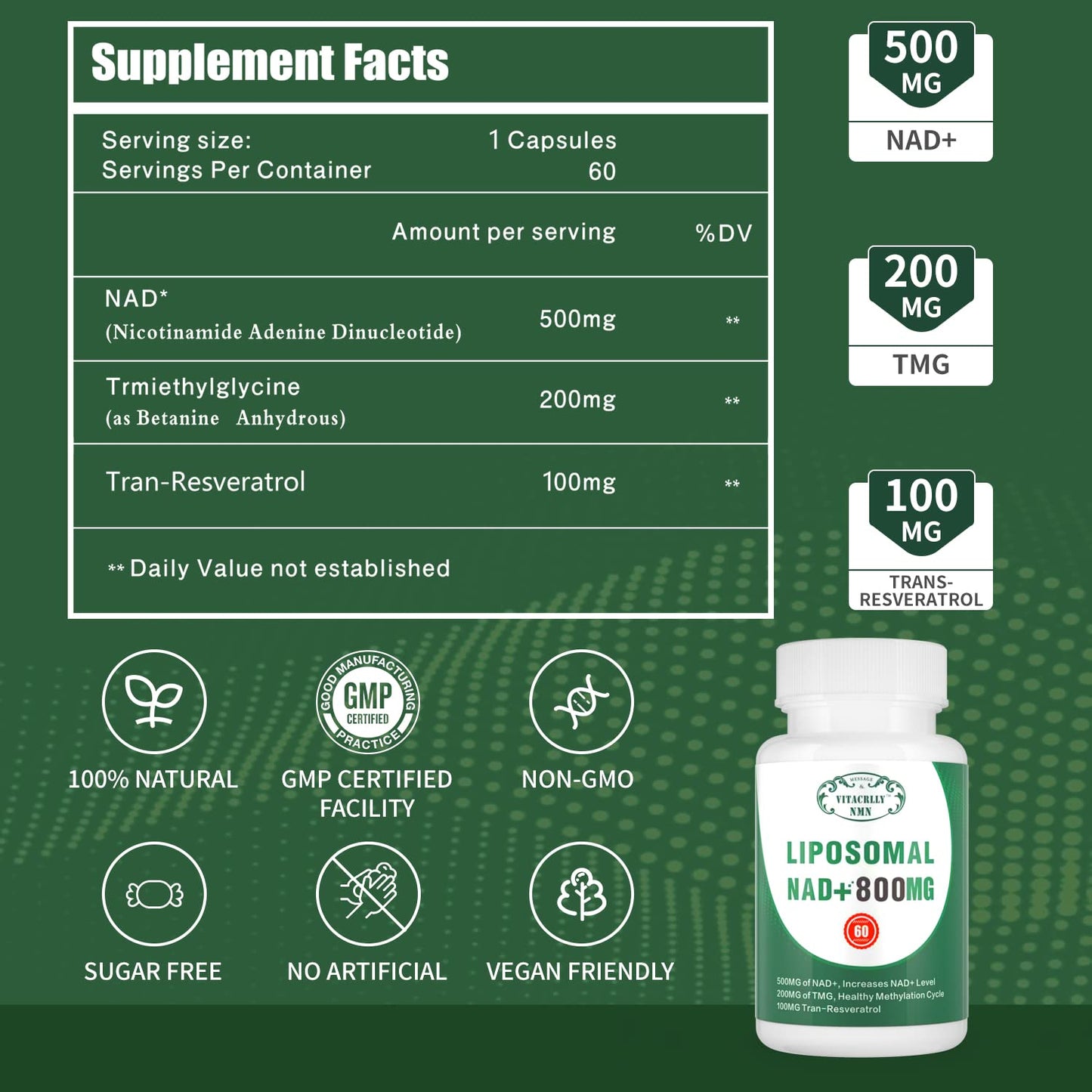 Cápsulas suplemento NAD+ liposomal VITACRLLYNMN paquete