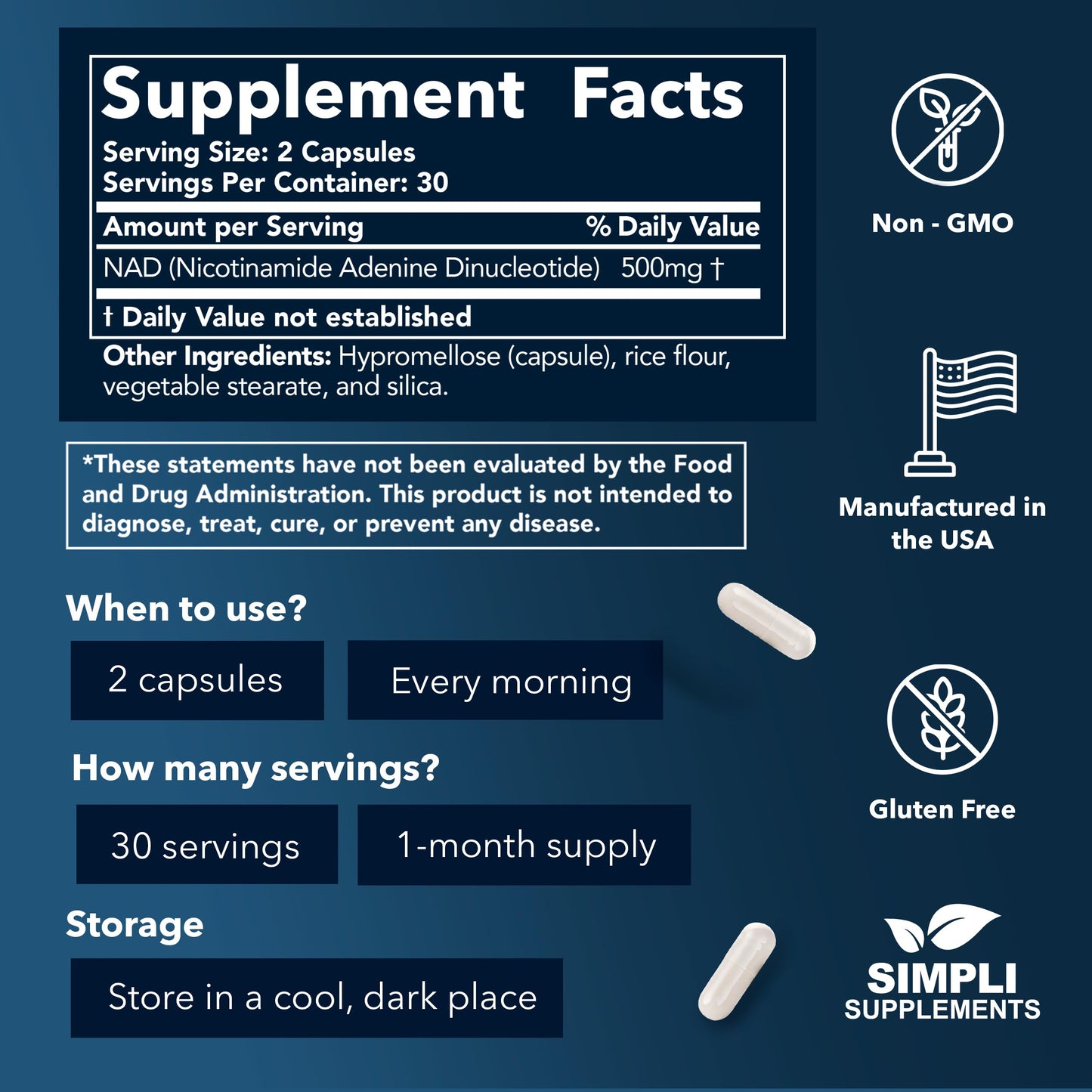 Cápsulas suplemento NAD Simpli Supplements