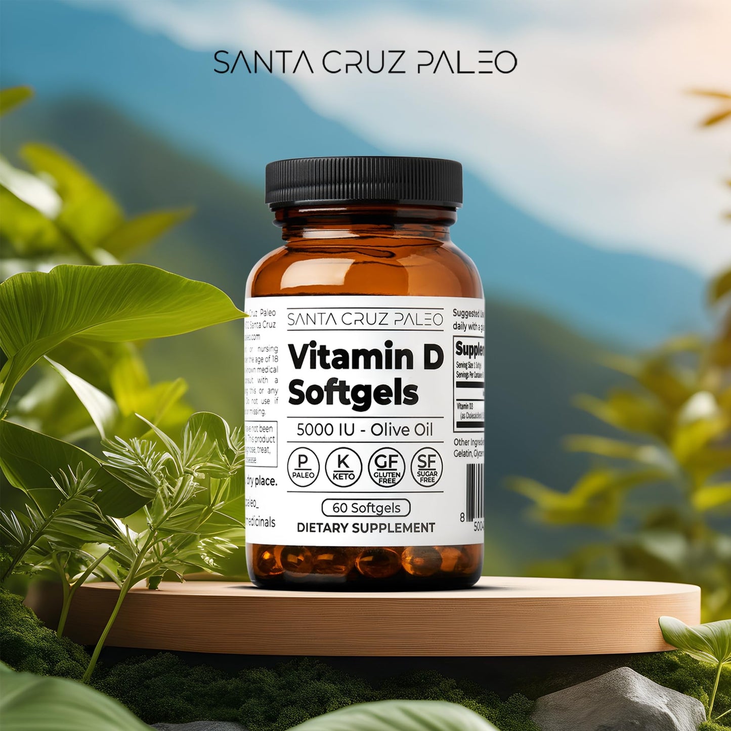 cápsulas suplemento vitamina d3 santa cruz paleo close up