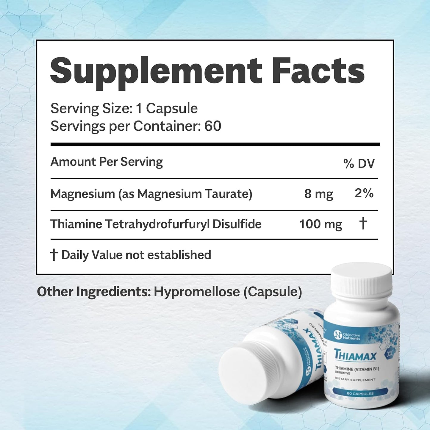 Cápsulas Thiamax vitamina B1 sin rellenos para claridad cognitiva