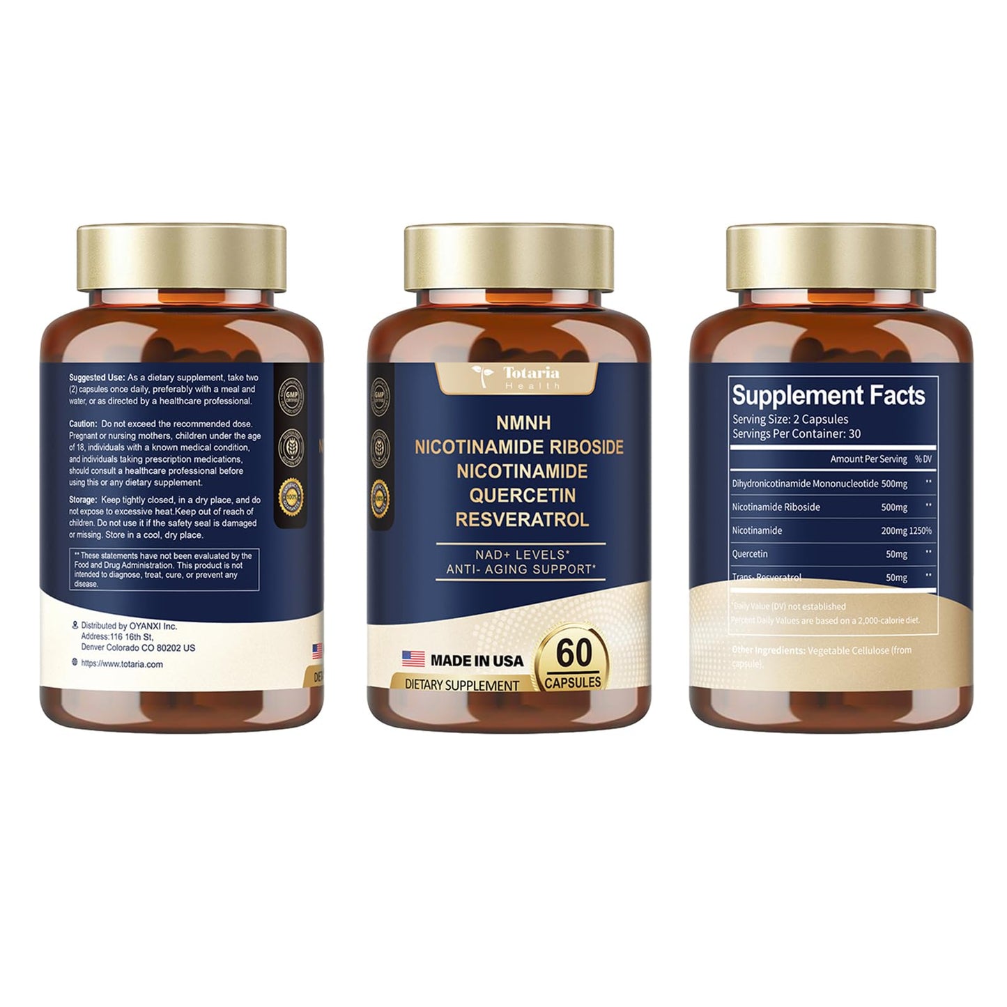 Capsulas Totaria NMNH con antioxidantes para envejecimiento saludable