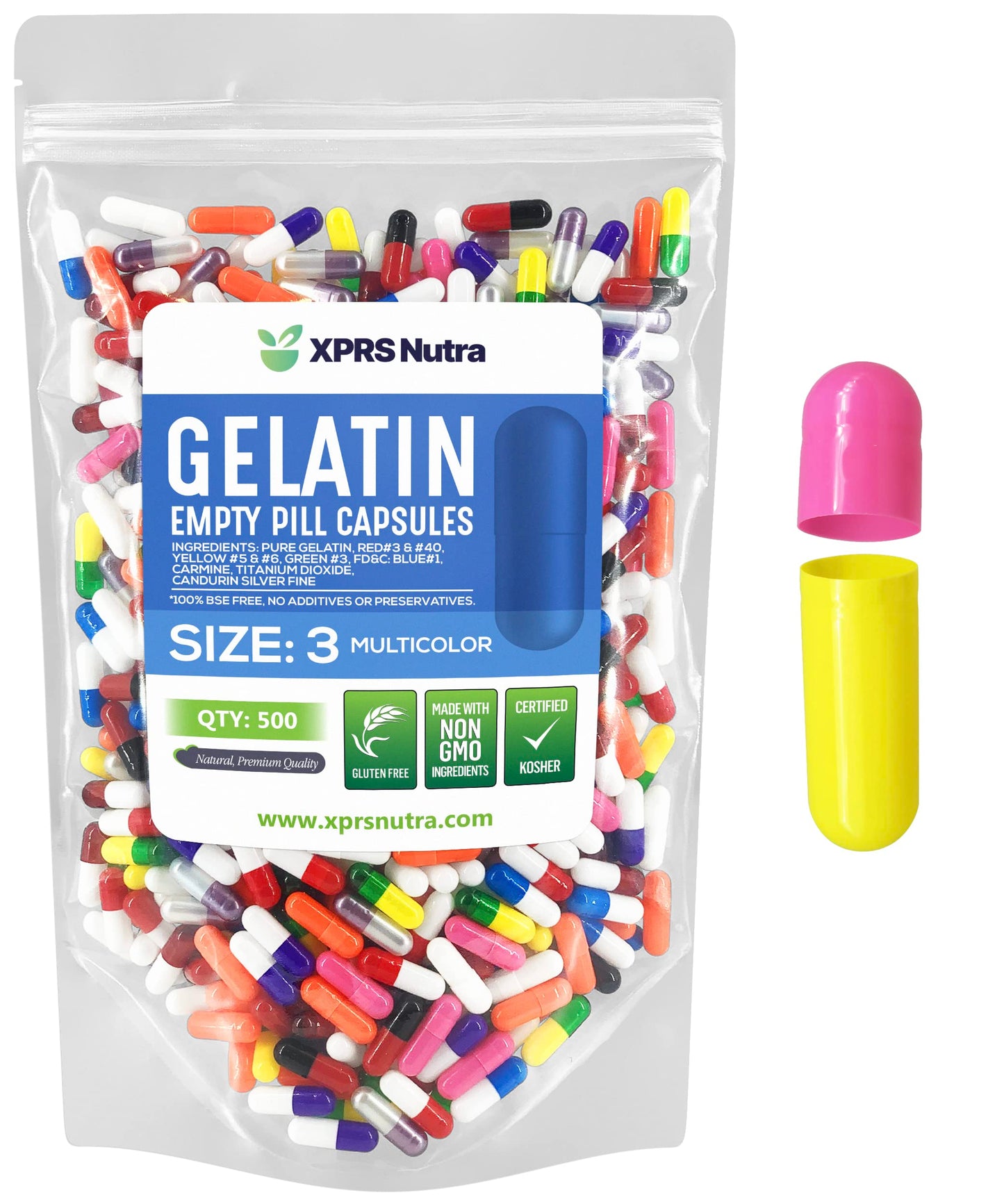 Bolsa de cápsulas vacías gelatina multicolor