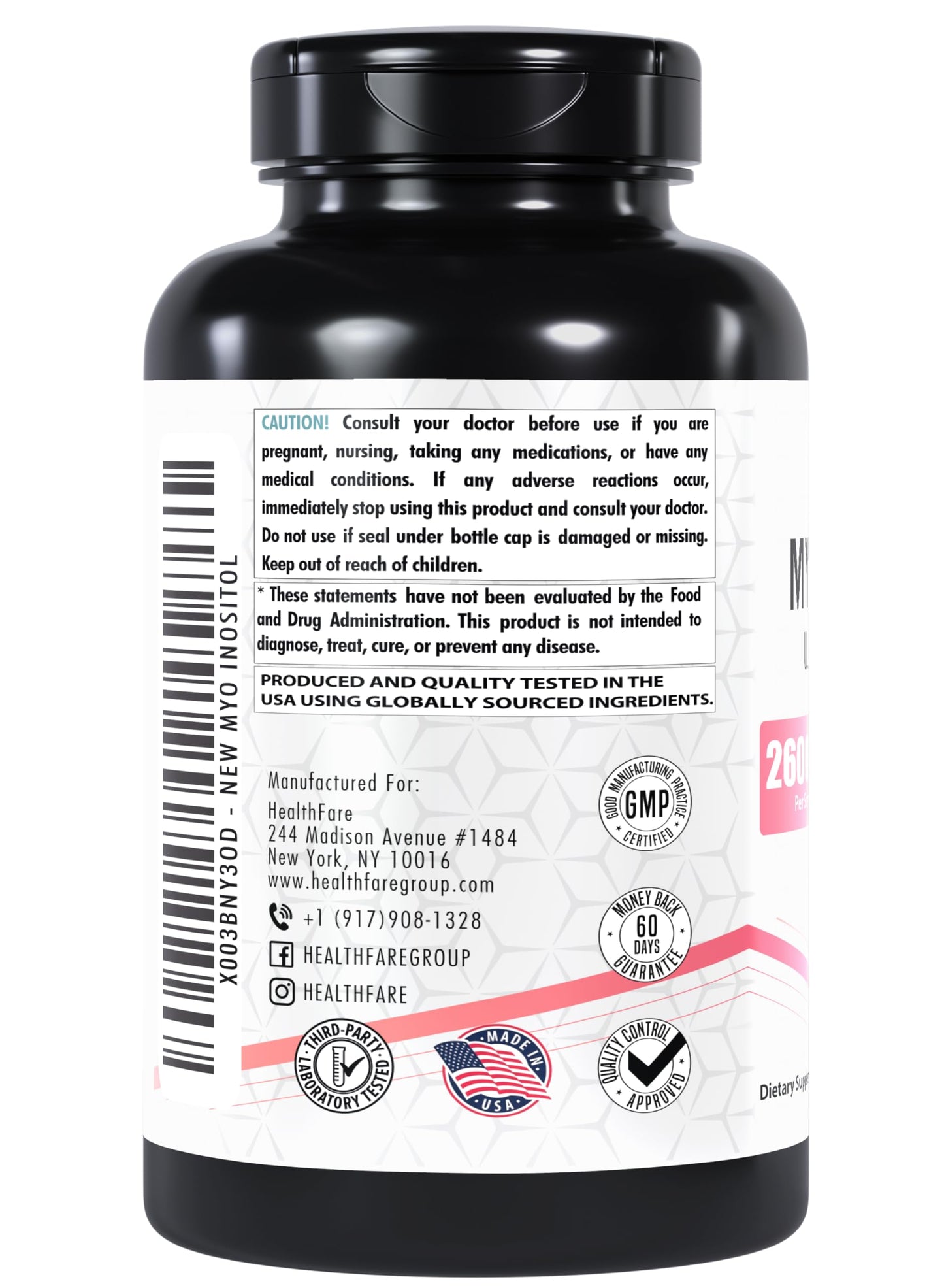 Cápsulas veganas Myo Inositol Healthfare para mujer saludable