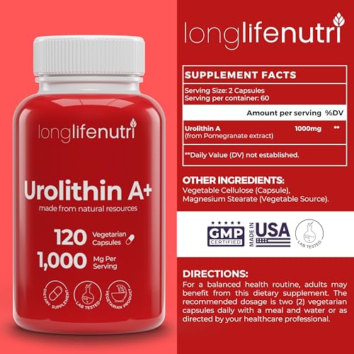 Cápsulas veganas de suplemento LongLifeNutri Vitamina K2 y Urolithin