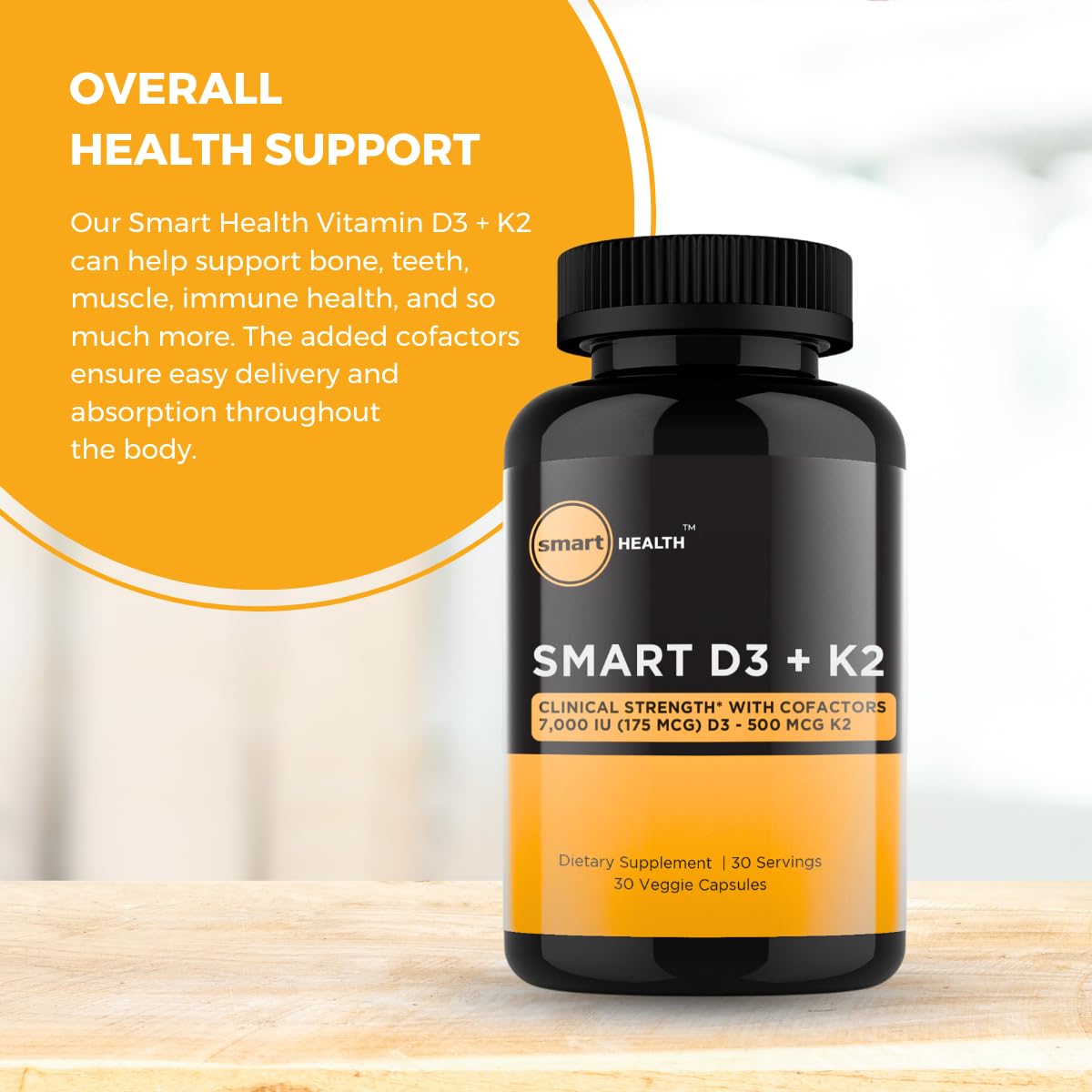 Cápsulas veganas smart HEALTH vitamina D3 + K2