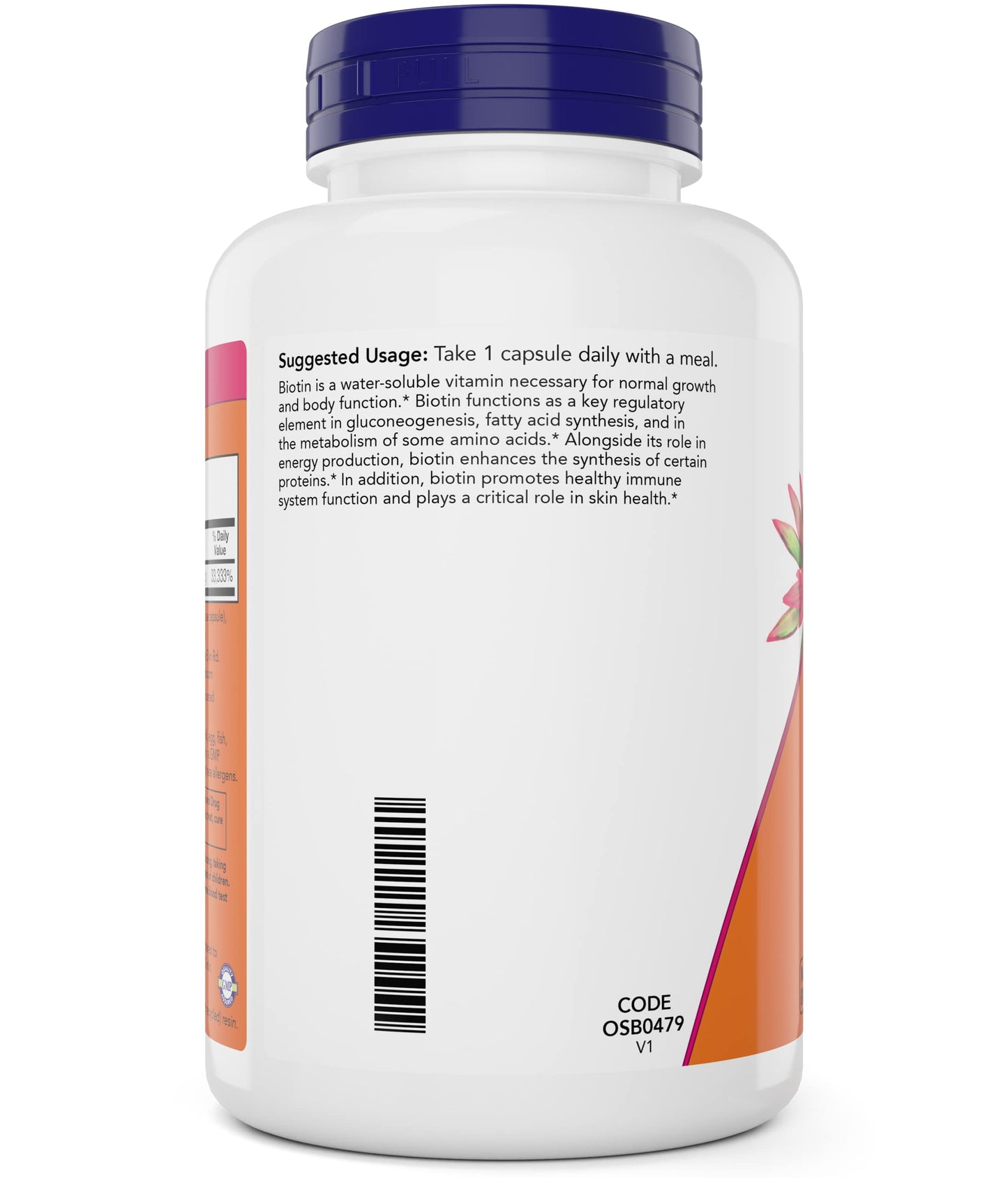 Cápsulas vegetales de biotina NOW Foods para cabello piel y uñas