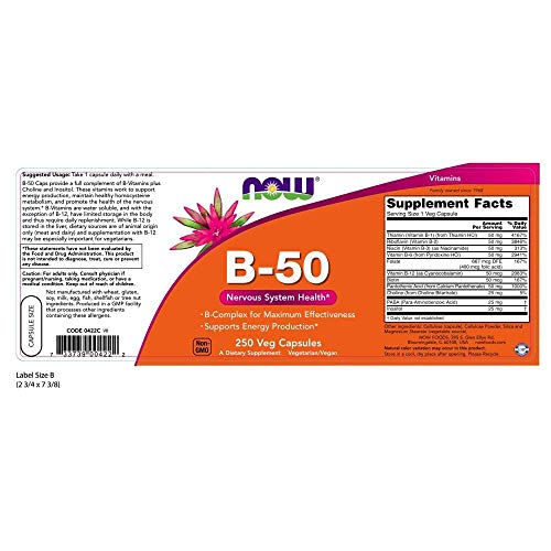 Cápsulas vegetales Now Foods B-50 saludable