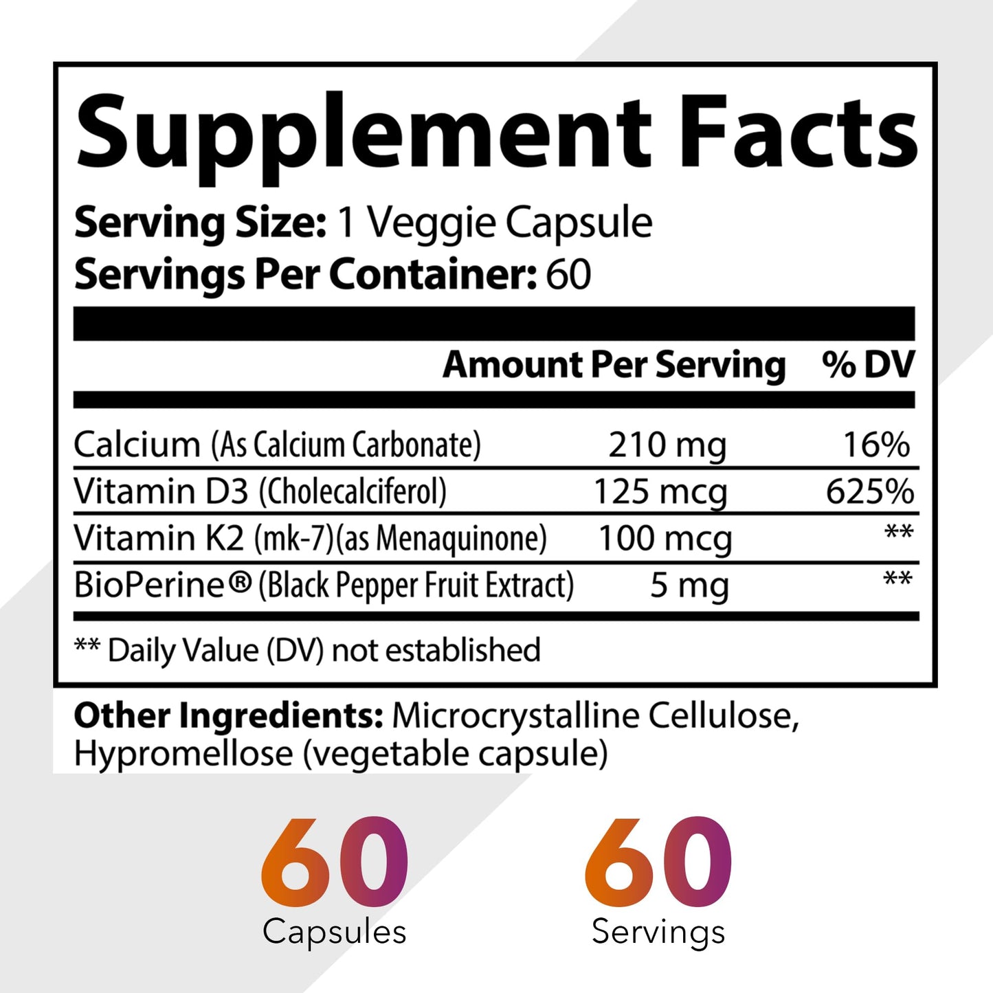 Cápsulas vegetales Veetify suplemento con vitaminas para salud ósea y cardiovascular