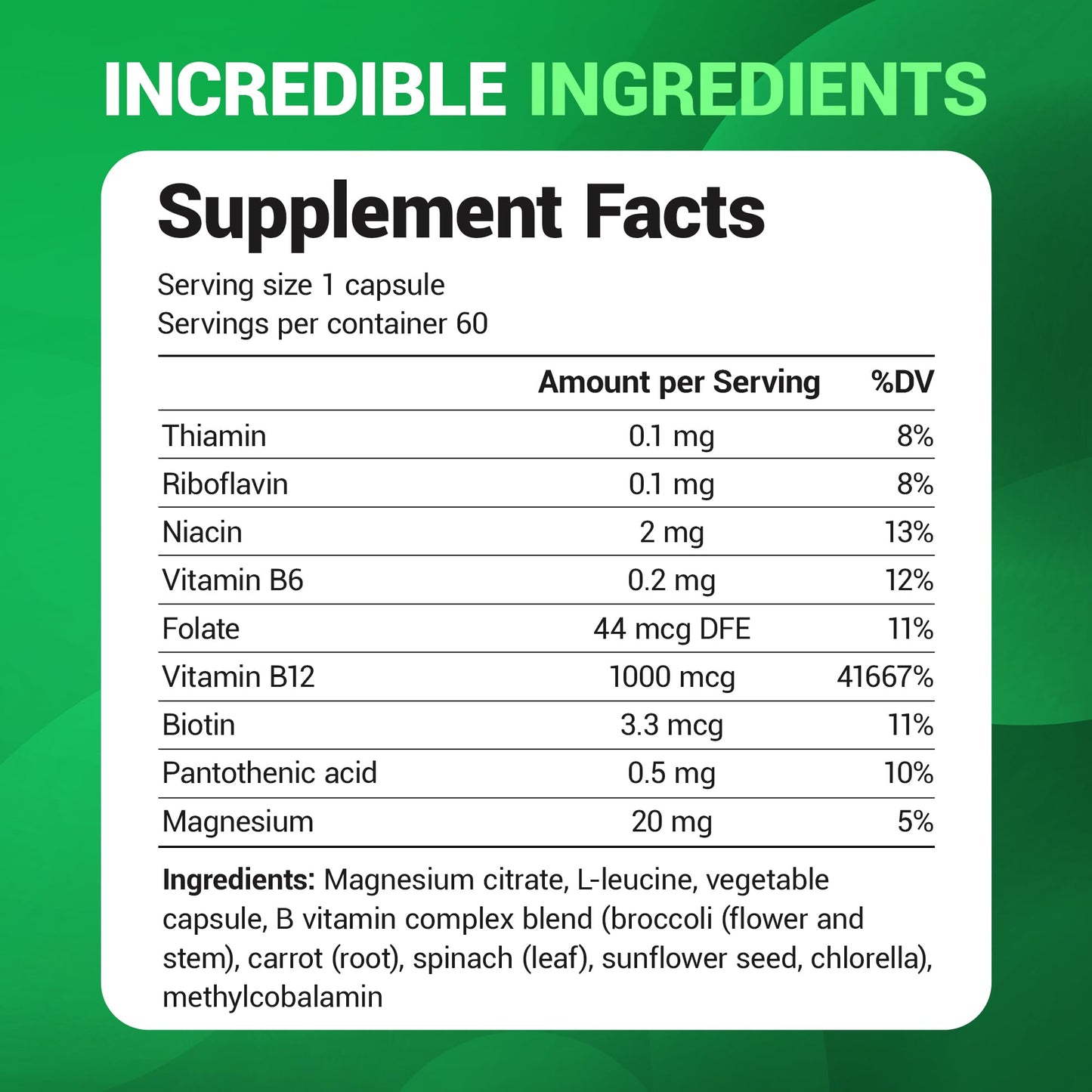 Cápsulas vegetales vitamina B12 Dr. Berg para salud cognitiva