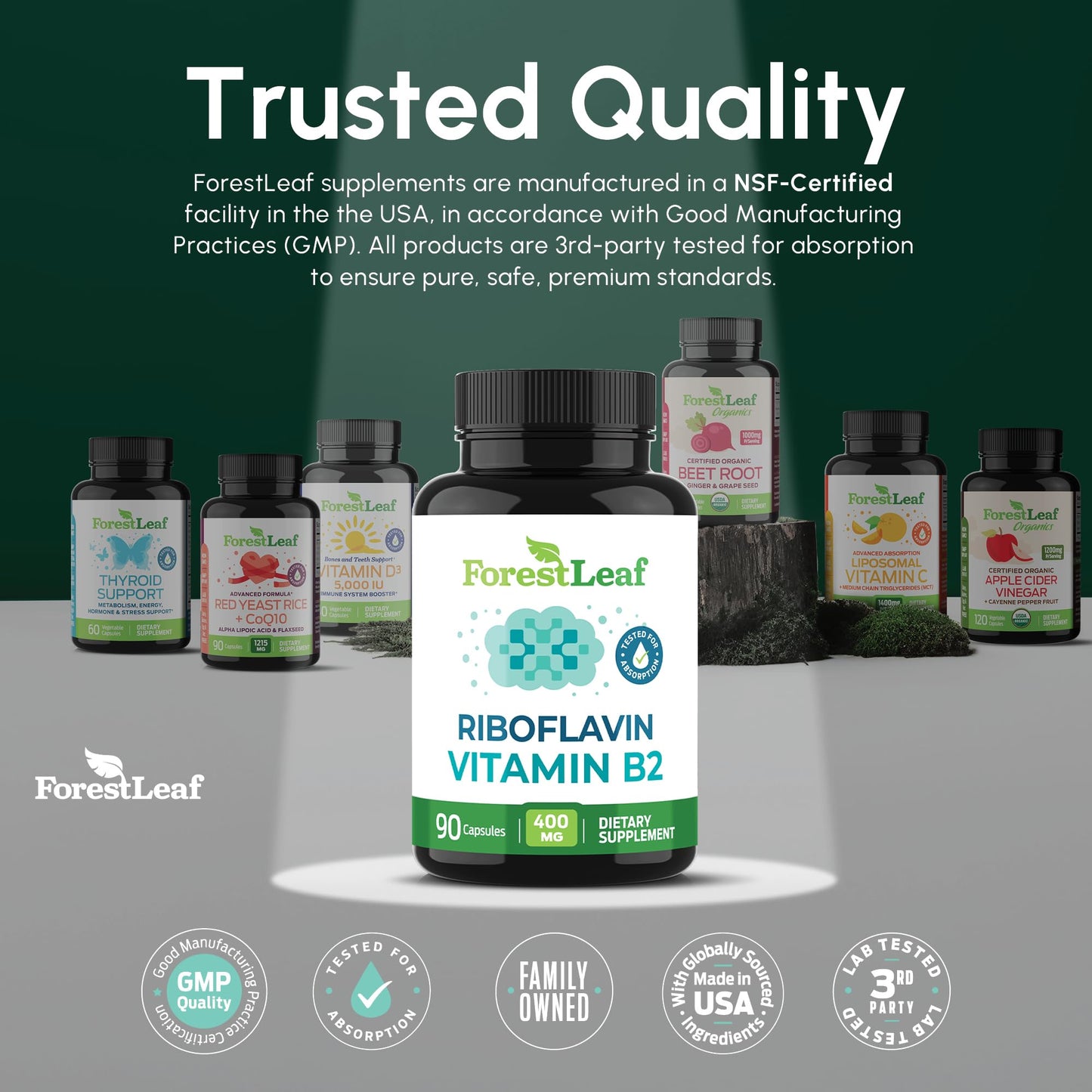 Cápsulas Vegetales Vitamina B2 Riboflavina 400mg 180 unid