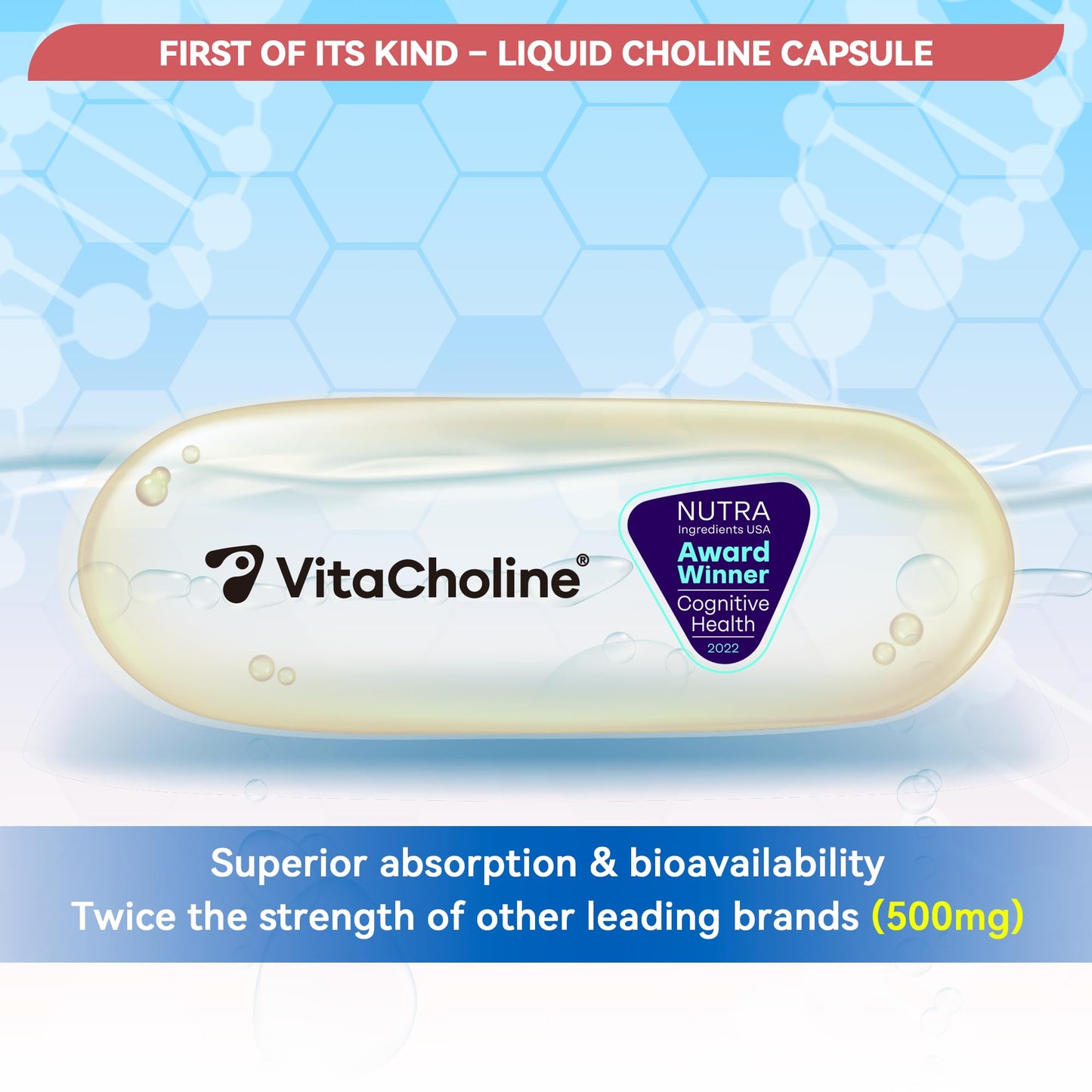 Cápsulas vegetarianas First Liquid Choline 500 mg VitaCholine