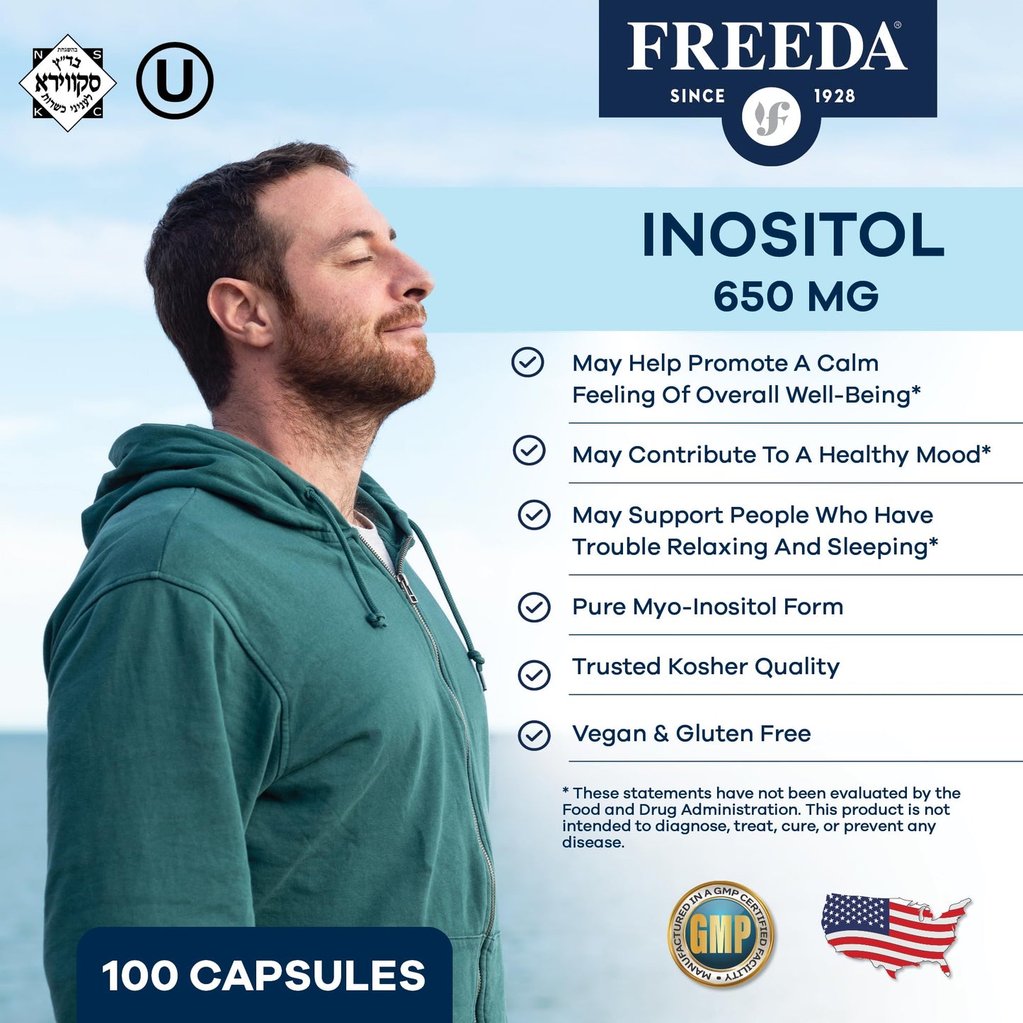 Cápsulas vegetarianas kosher de inositol para apoyo hormonal