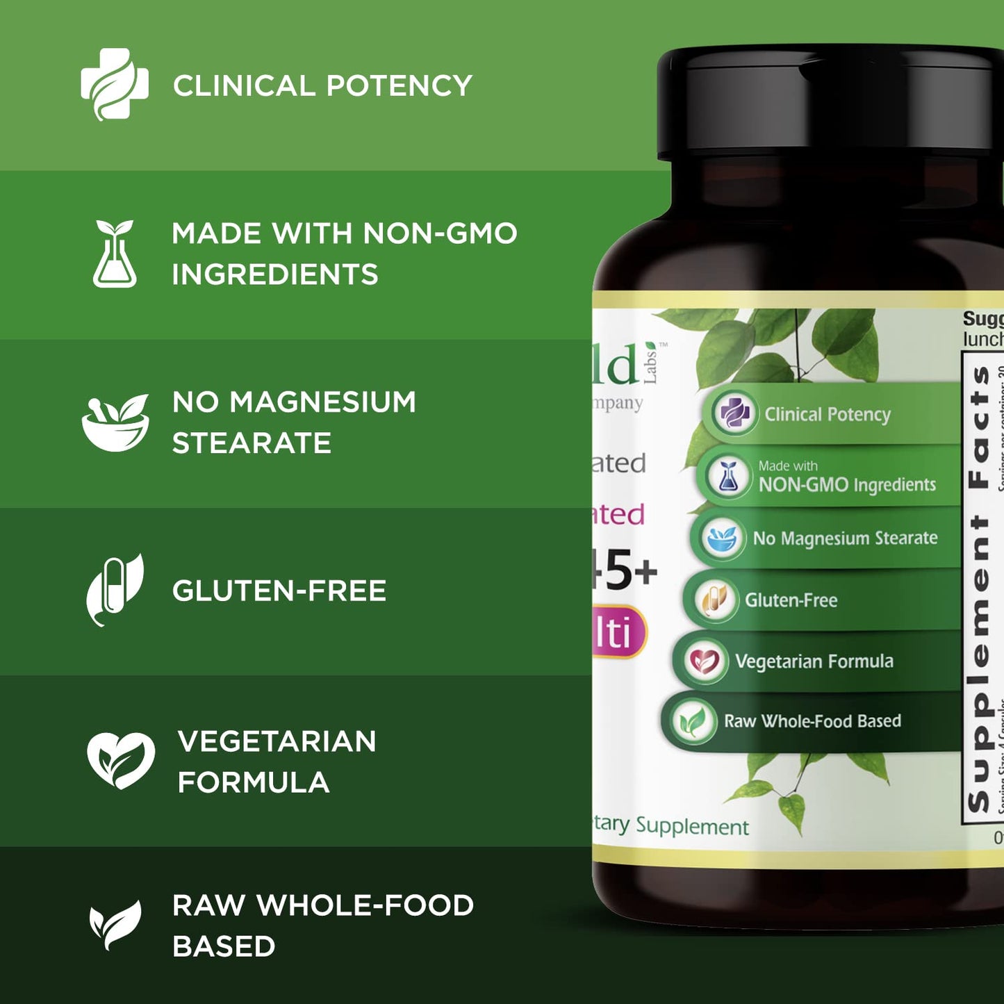 Cápsulas vegetarianas multivitamínicas para más de 45