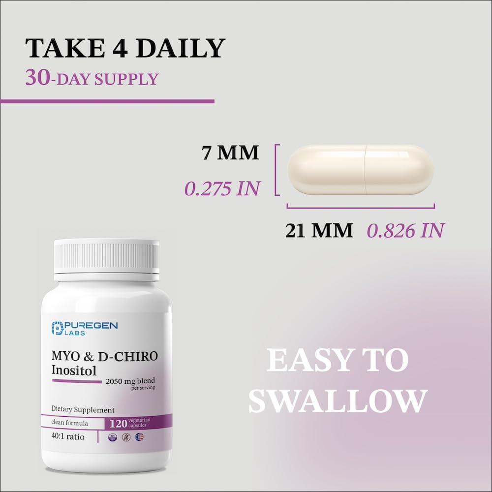 Capsulas vegetarianas Puregen Labs con proporción ideal de inositol