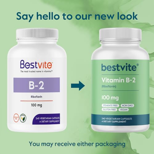 Cápsulas vegetarianas sin estearatos BESTVITE vitamina B-2