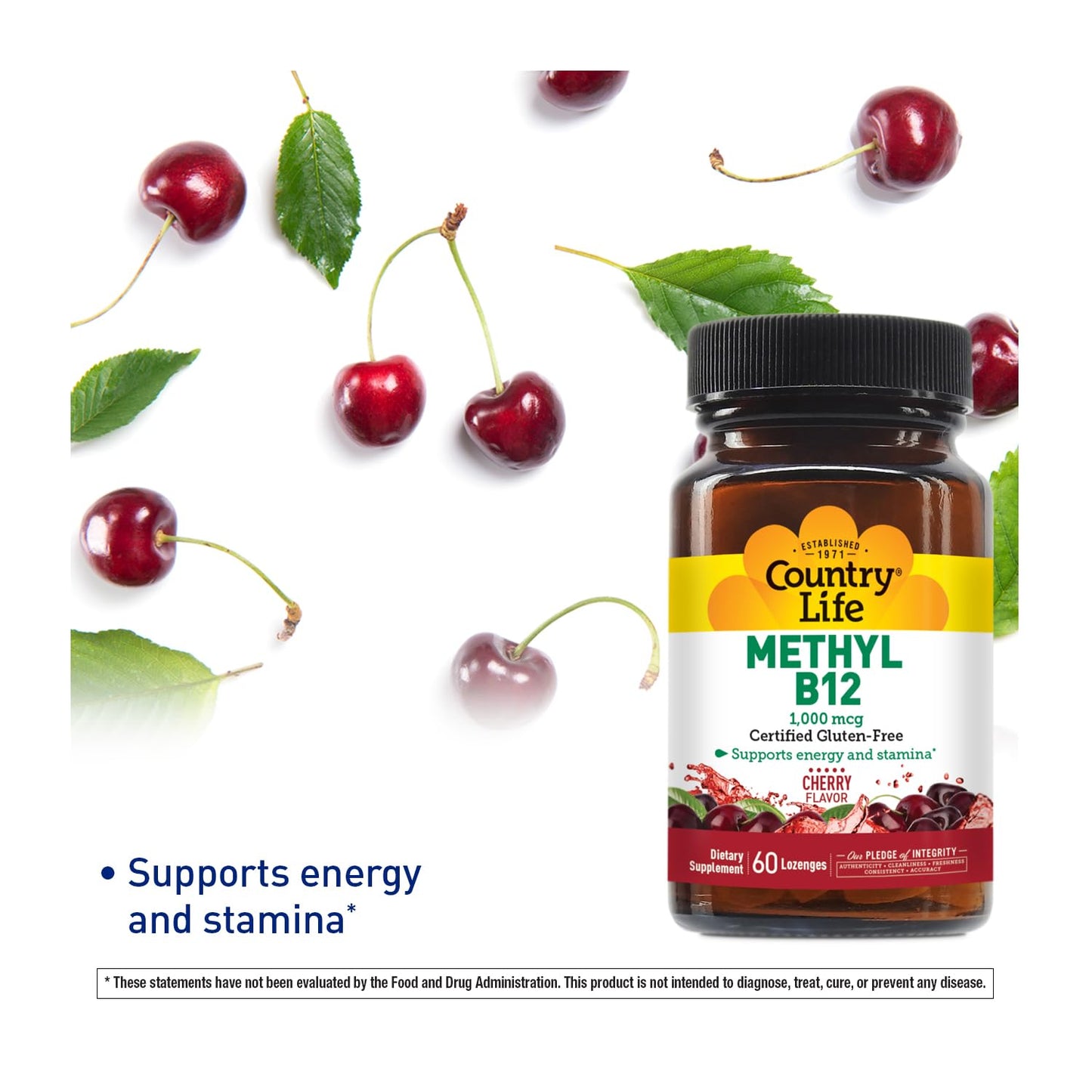 Cápsulas de vitamina B-12 metilada Country Life alta potencia