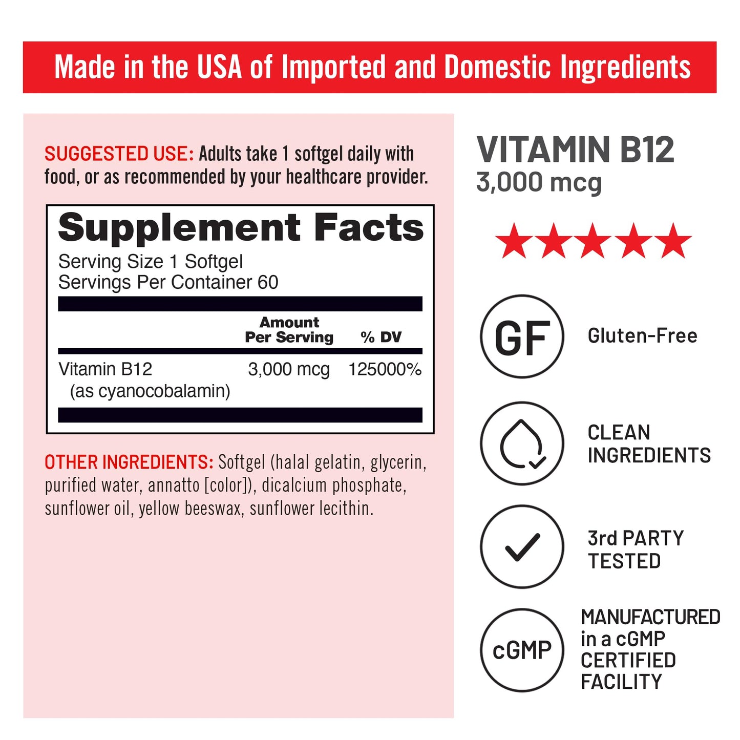 Cápsulas vitamina B12 NatureWise no contienen gluten