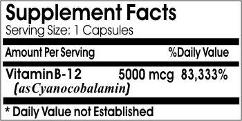 Capsulas vitamina B-12 sin aditivos Naturetition 200 unidades