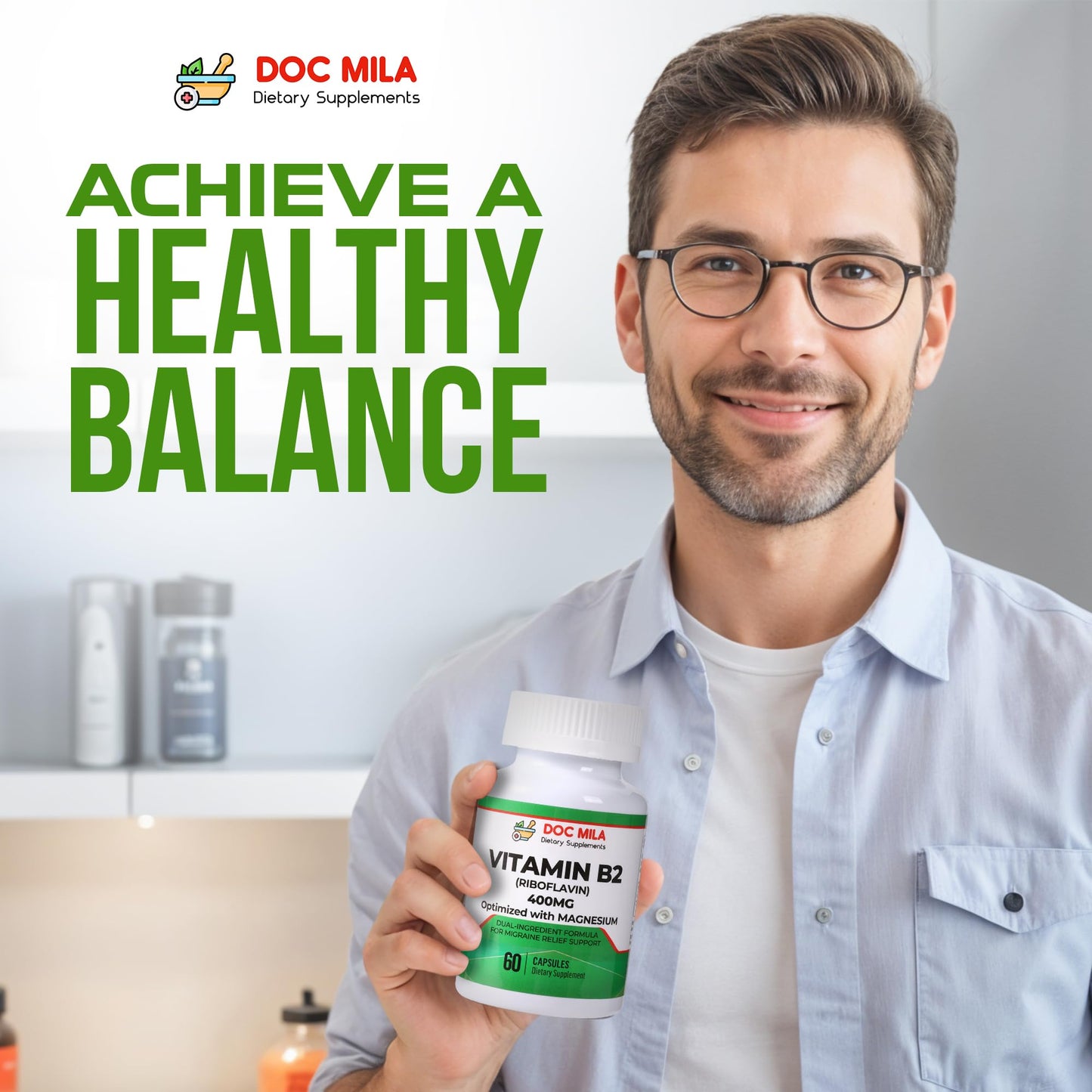 Cápsulas vitamina b2 400mg con magnesio para dolor de cabeza