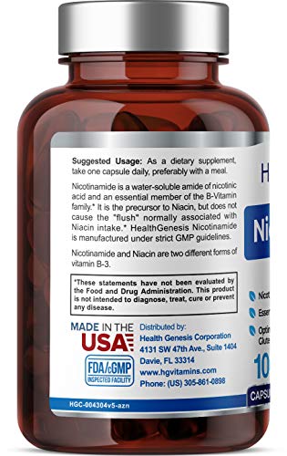 Cápsulas de vitamina B3 nicotinamida sin enrojecimiento