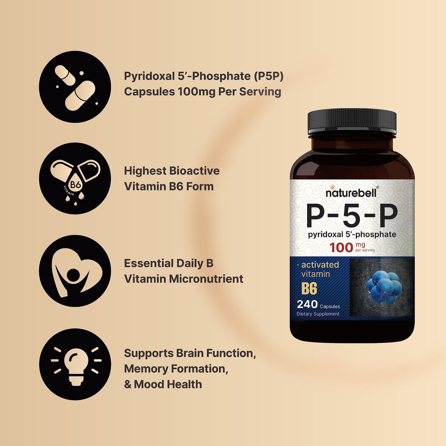 Capsulas activadas de vitamina b6 NatureBell P5P