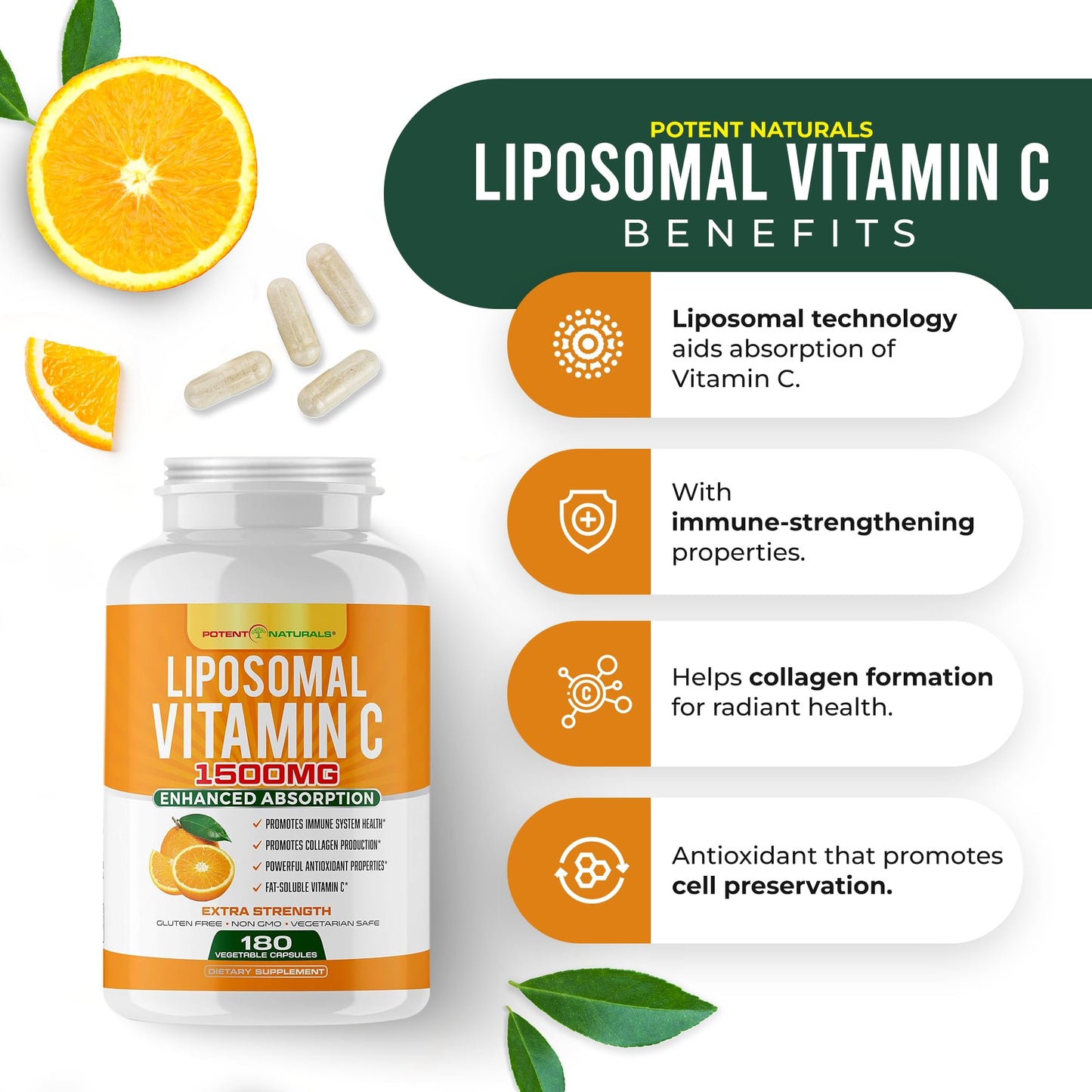 Cápsulas de vitamina C liposomal alta absorción
