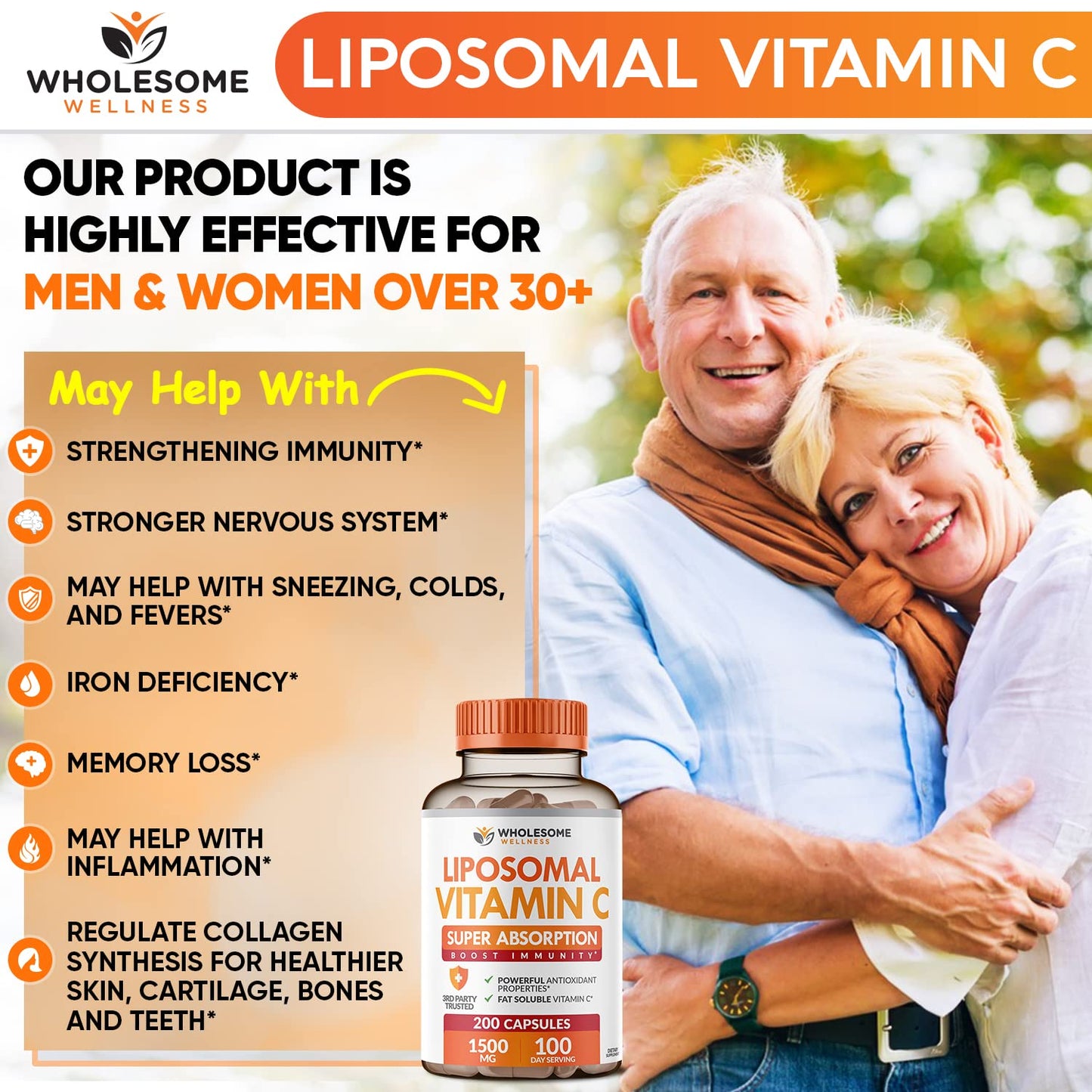 Cápsulas vitamina c liposomales 1500mg para sistema inmunológico