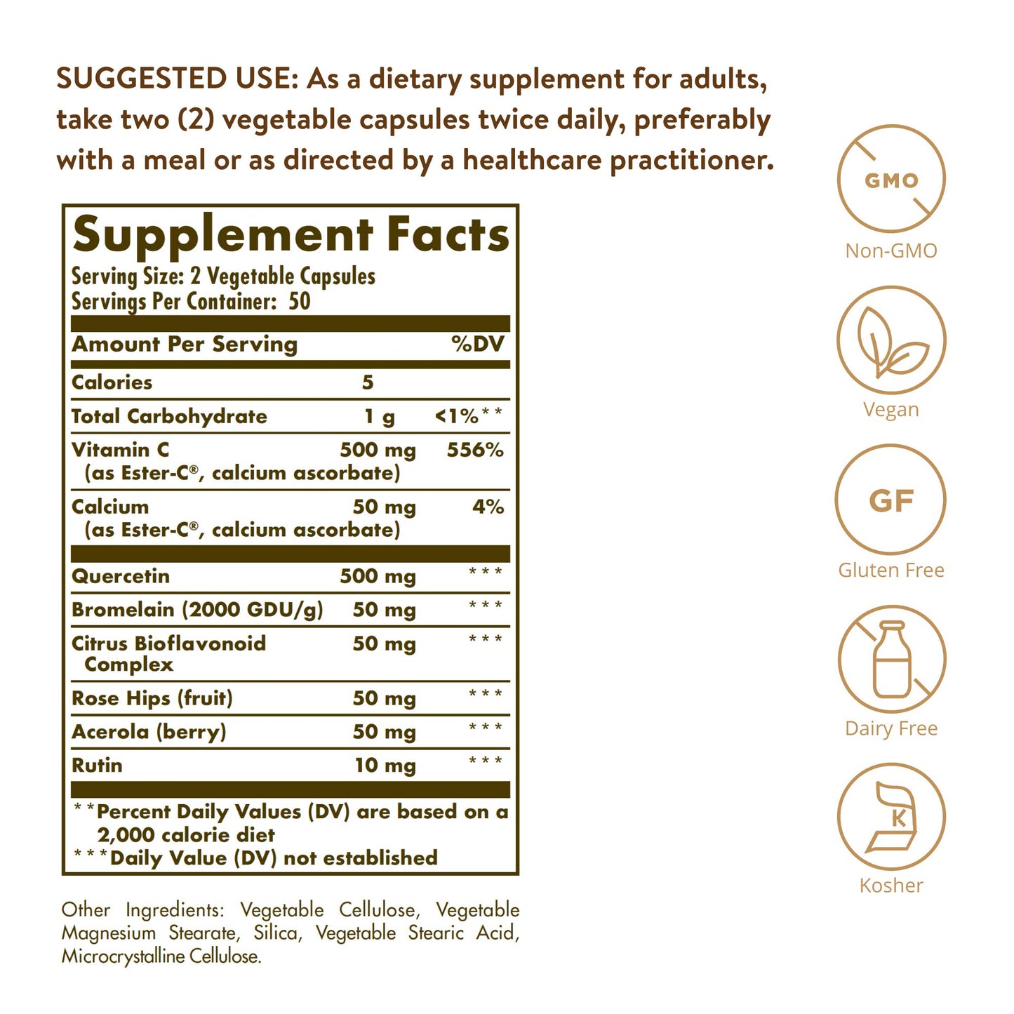 Cápsulas de vitamina c solgar quercetina ester-c plus 100 ud