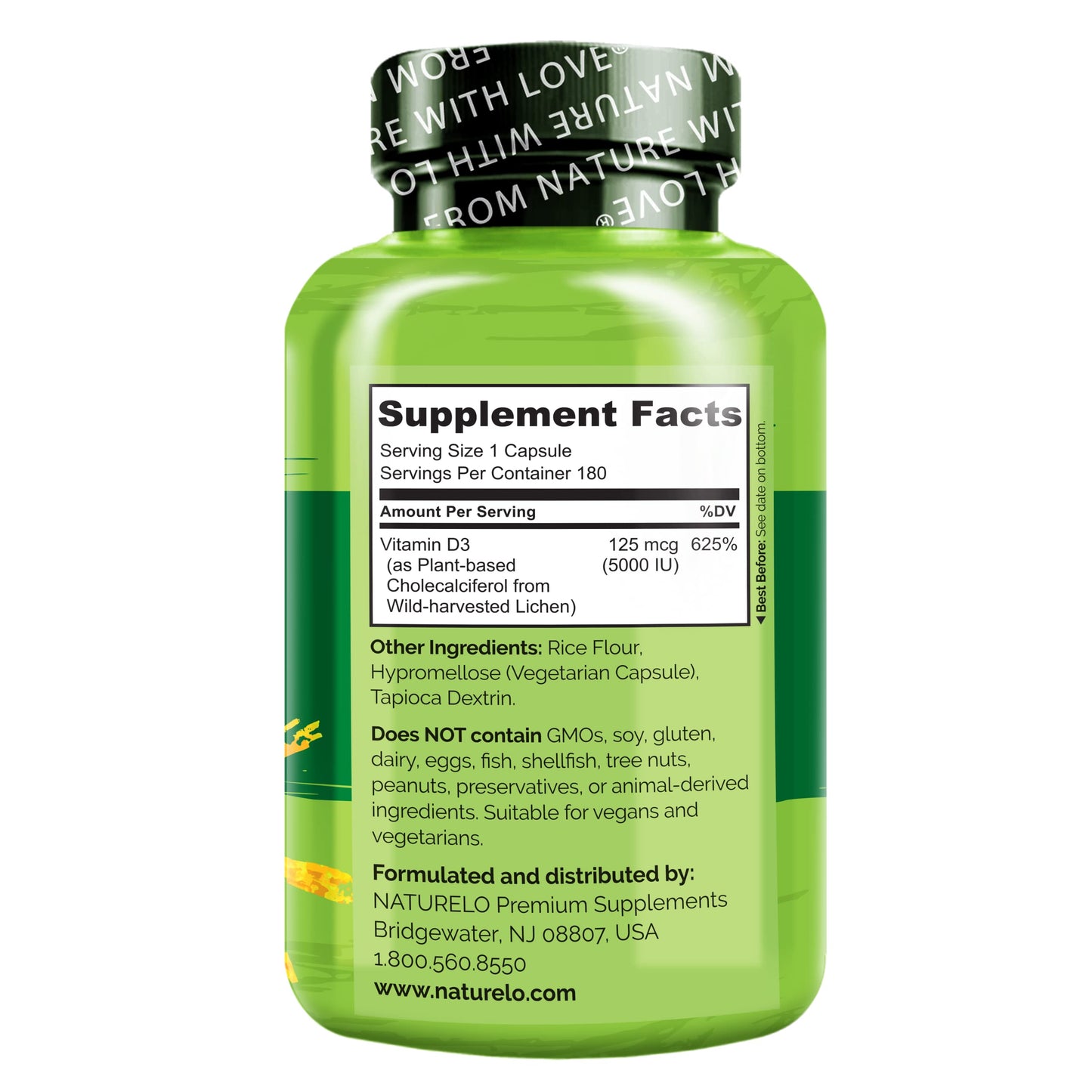 Cápsulas de vitamina D3 5000 UI de NATURELO