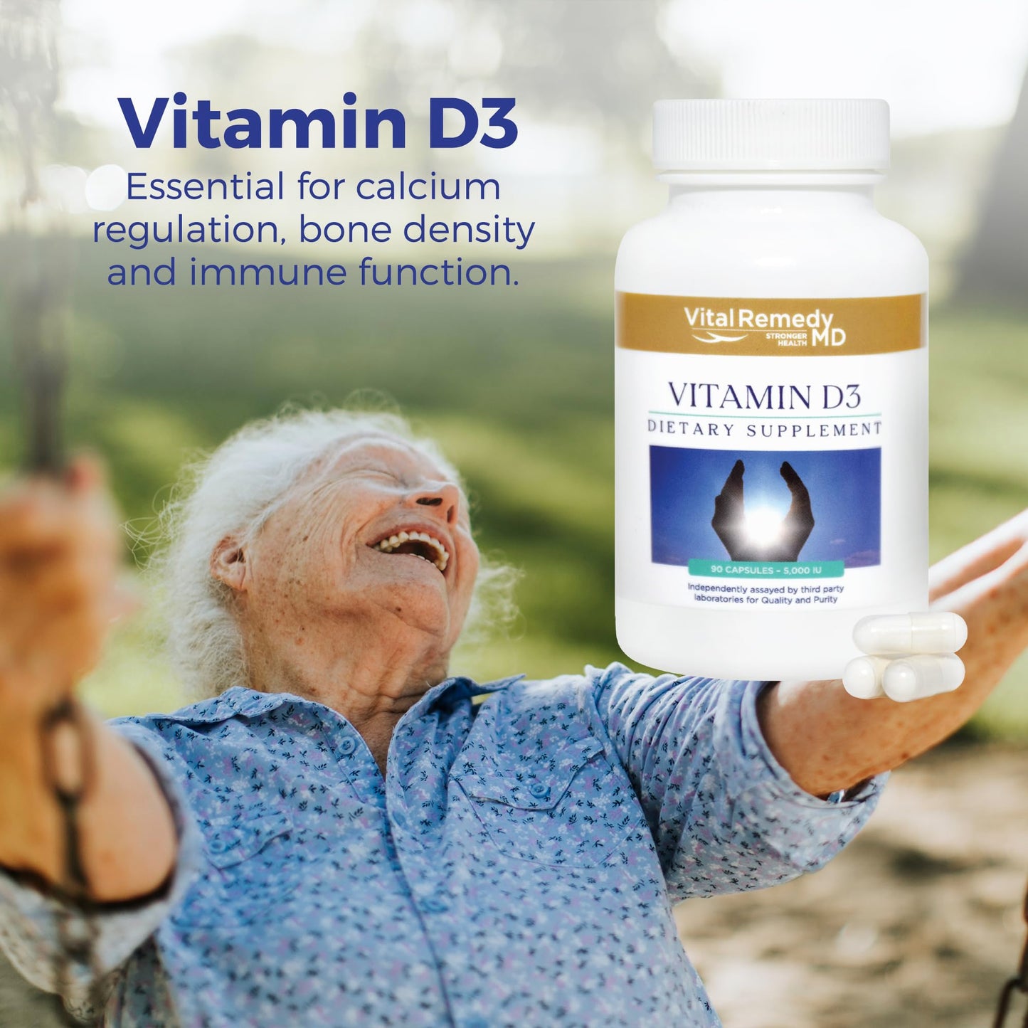 Cápsulas de vitamina d3 5000 ui para consumo fácil y rápido VitalRemedyMD