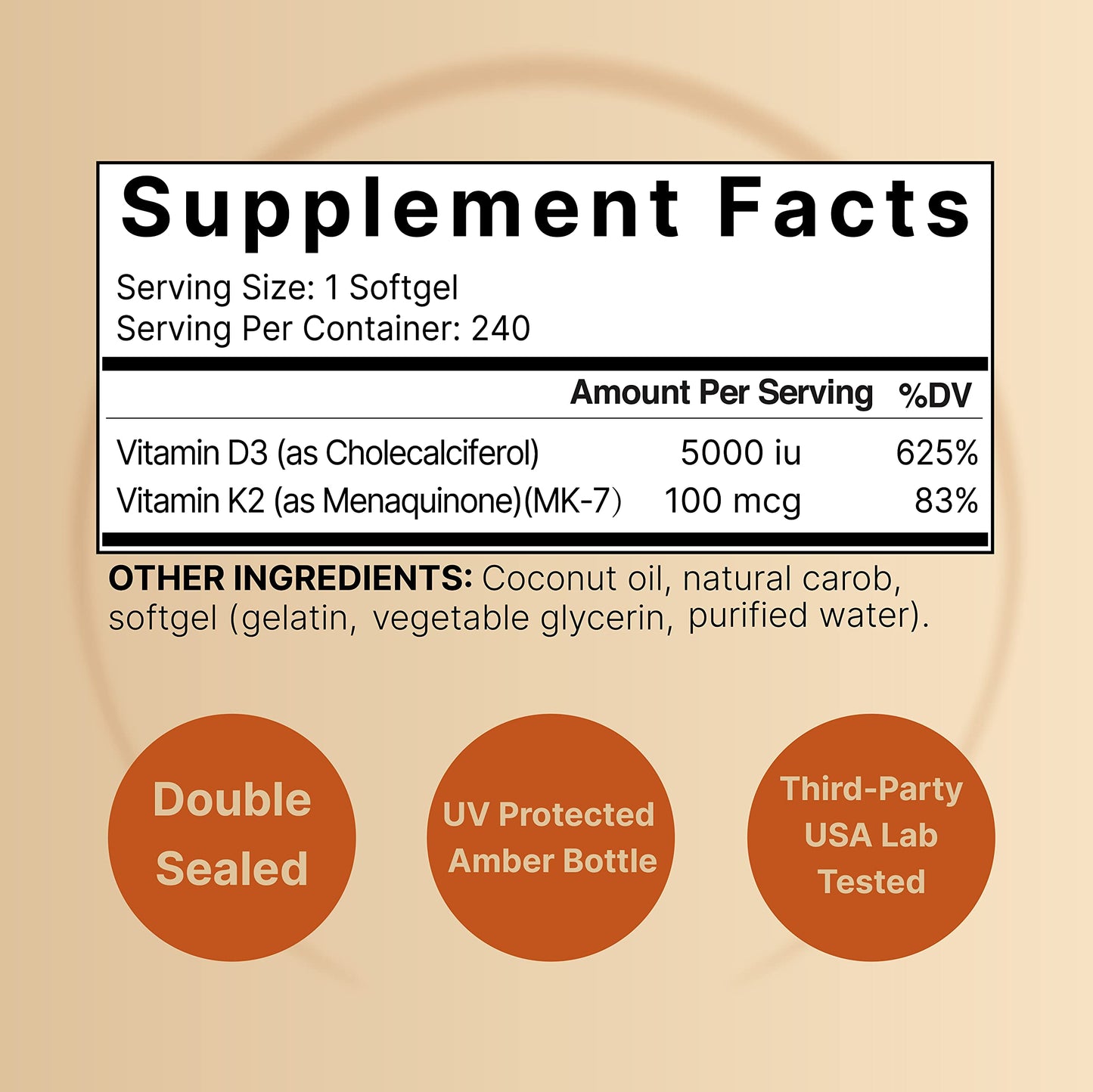 Cápsulas vitamina D3 K2 NatureBell 5000 UI