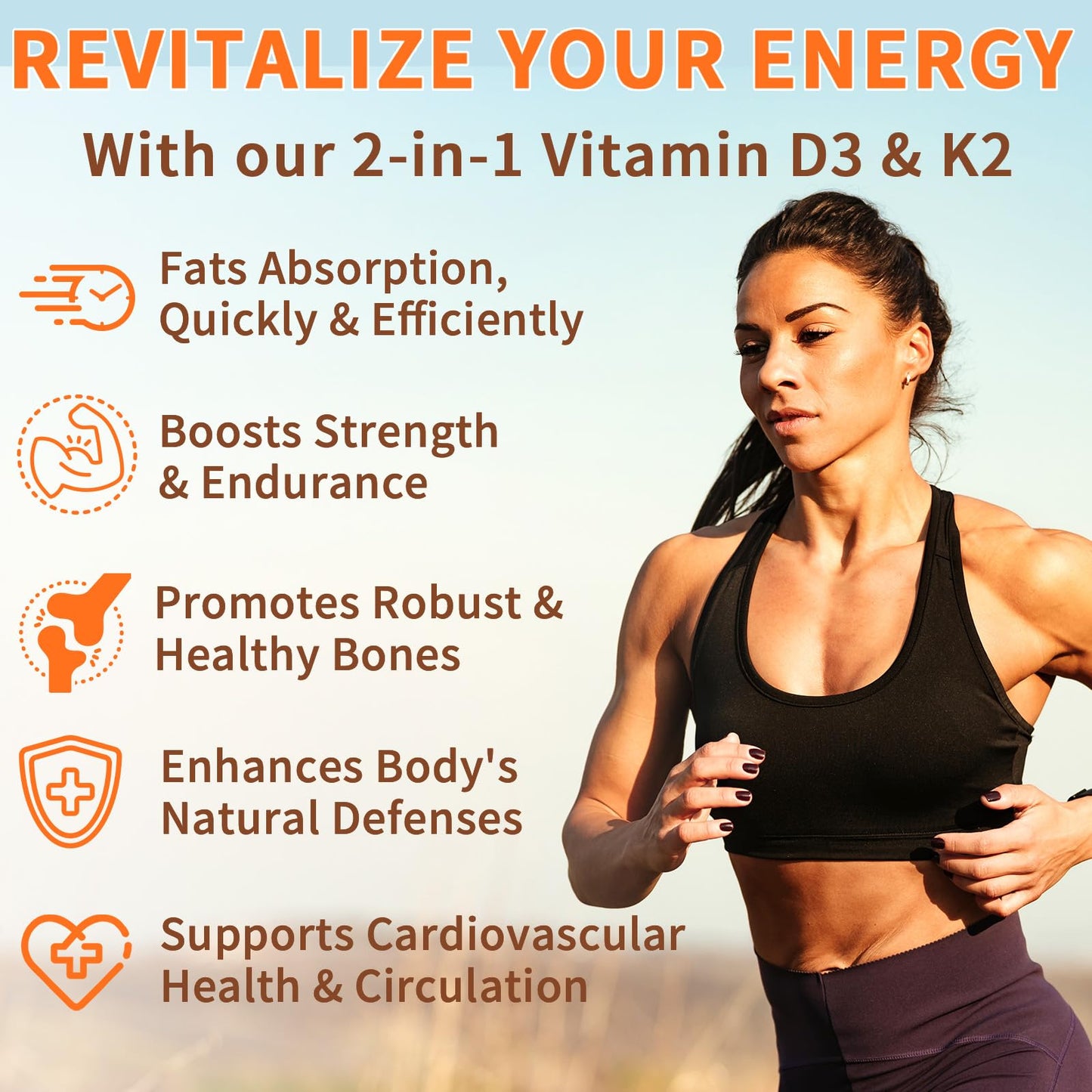 Cápsulas de vitamina D3 K2 Tooffi con aceite de coco