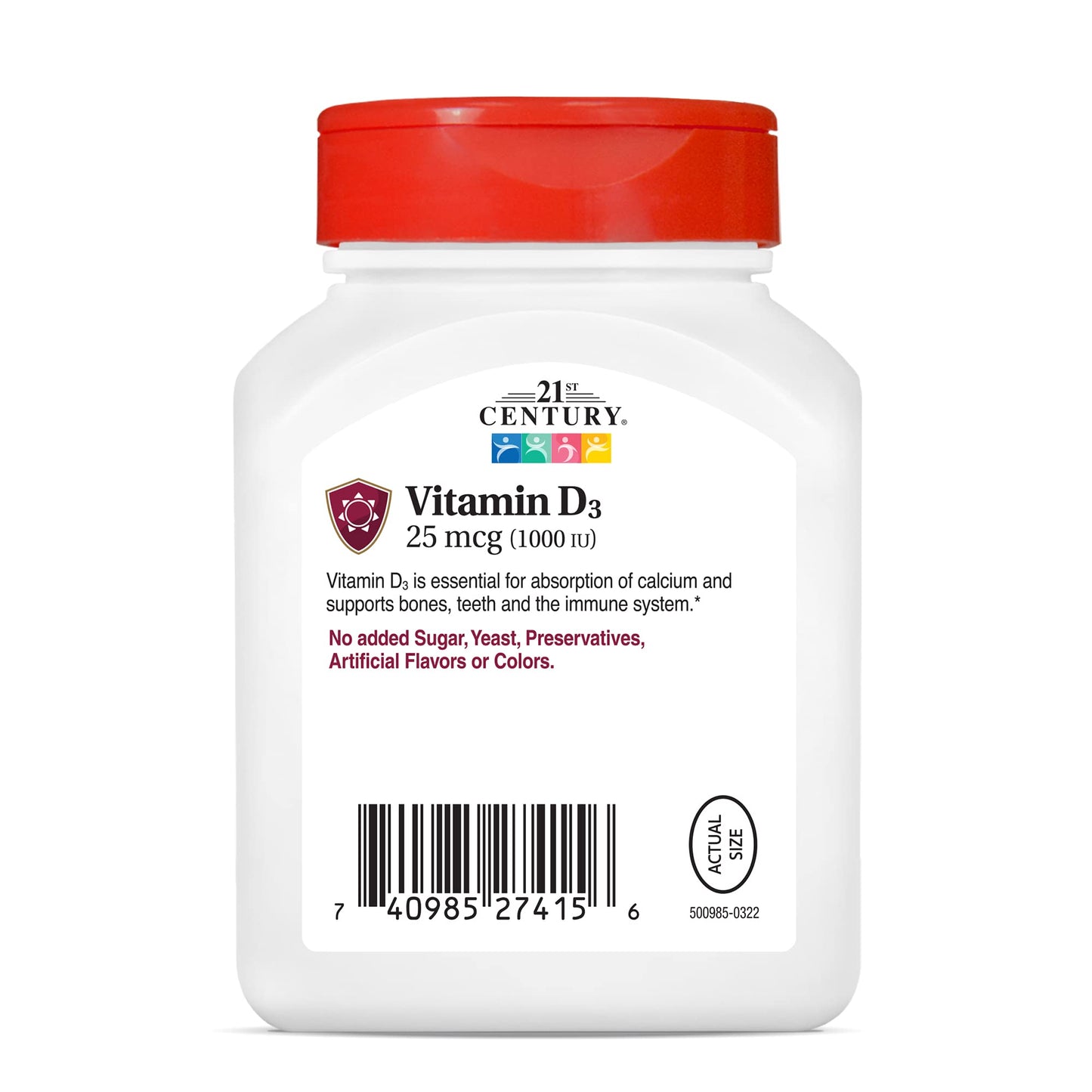 Cápsulas de vitamina D3 líquidas para soporte óseo 21st Century