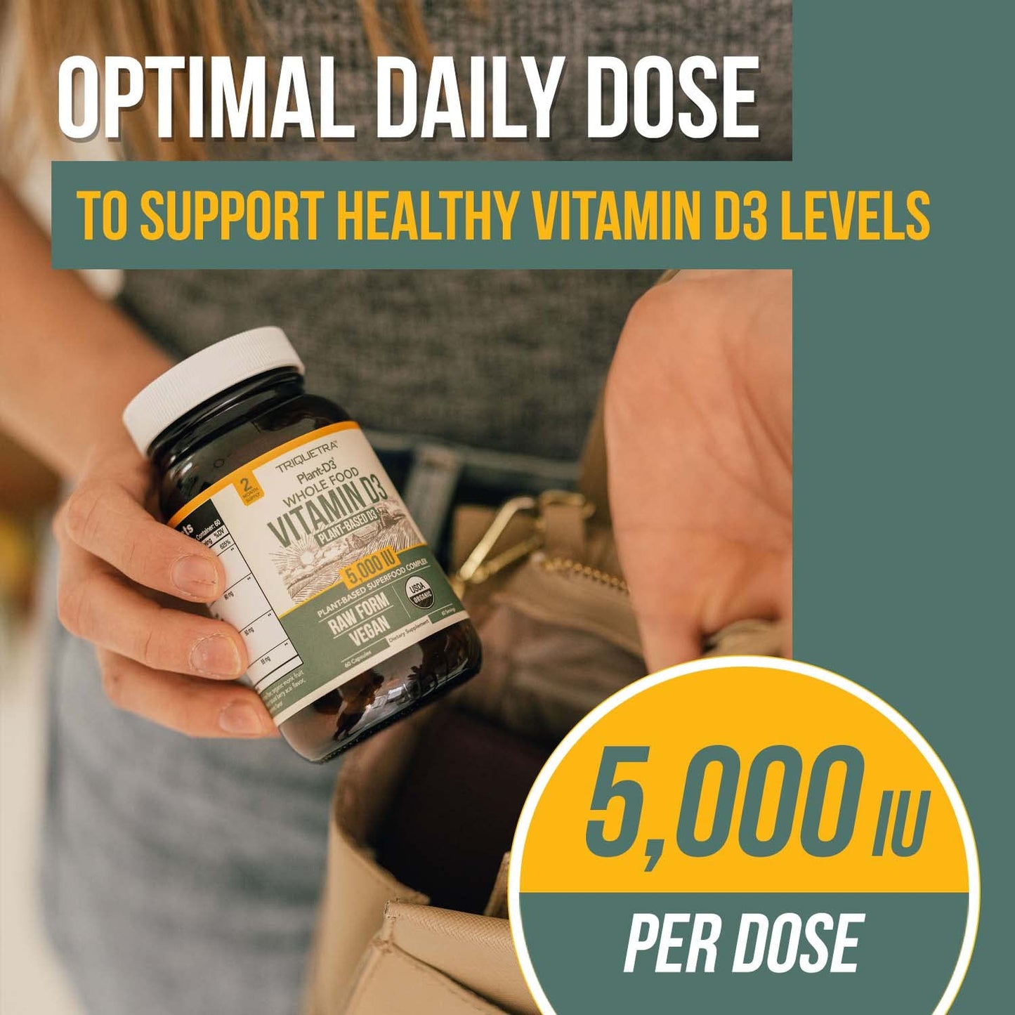 Cápsulas de Vitamina D3 vegana 5000 UI de Triquetra Health