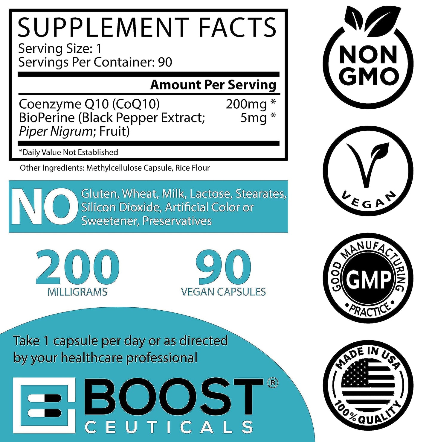 Cápsulas de vitamina e y coq10 de BoostCeuticals en envase cerrado