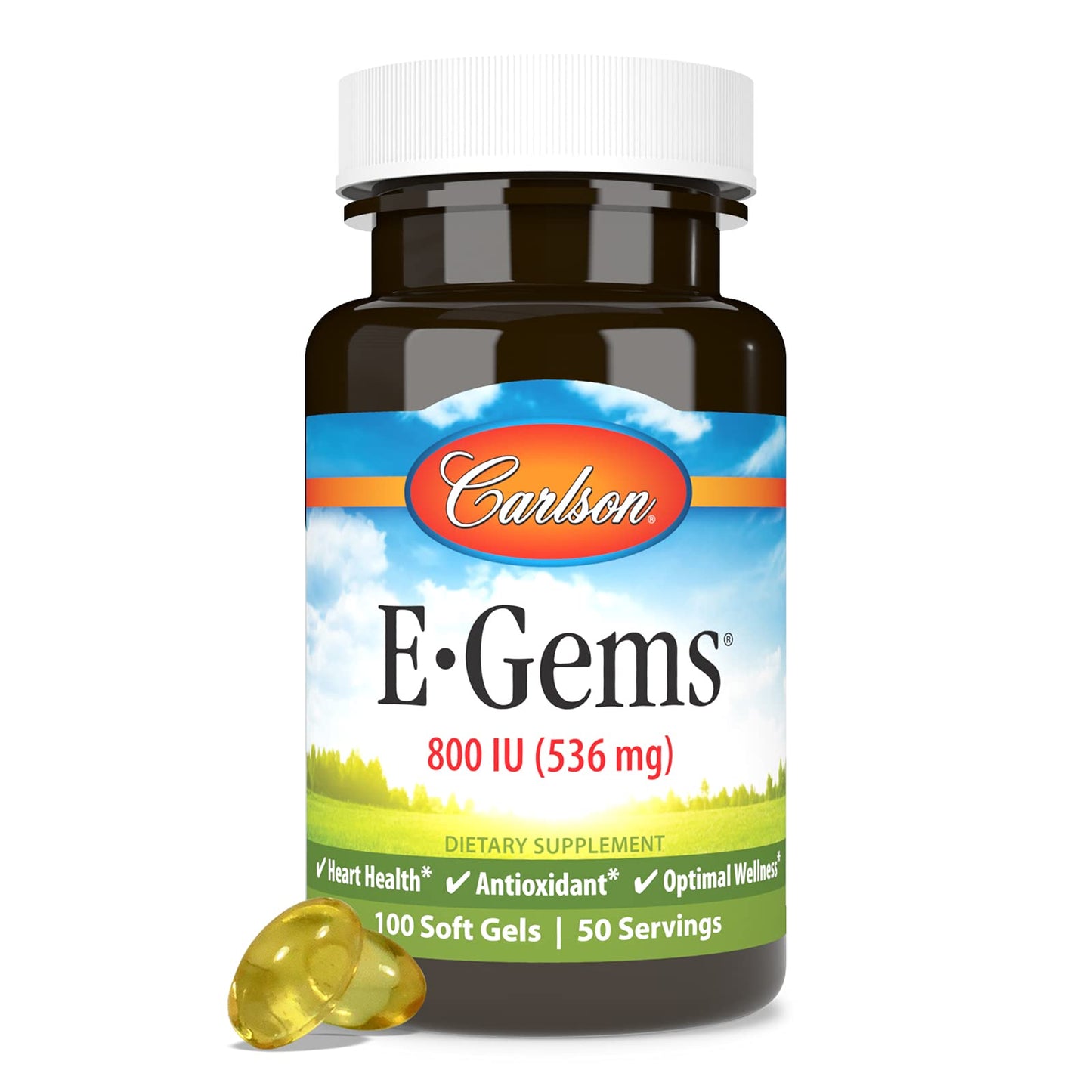 Cápsulas vitamina e natural carlson e-gems 800 ui