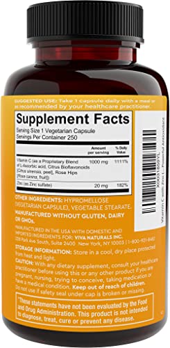 Cápsulas Viva Naturals vitamina C y zinc soporte inmunológico