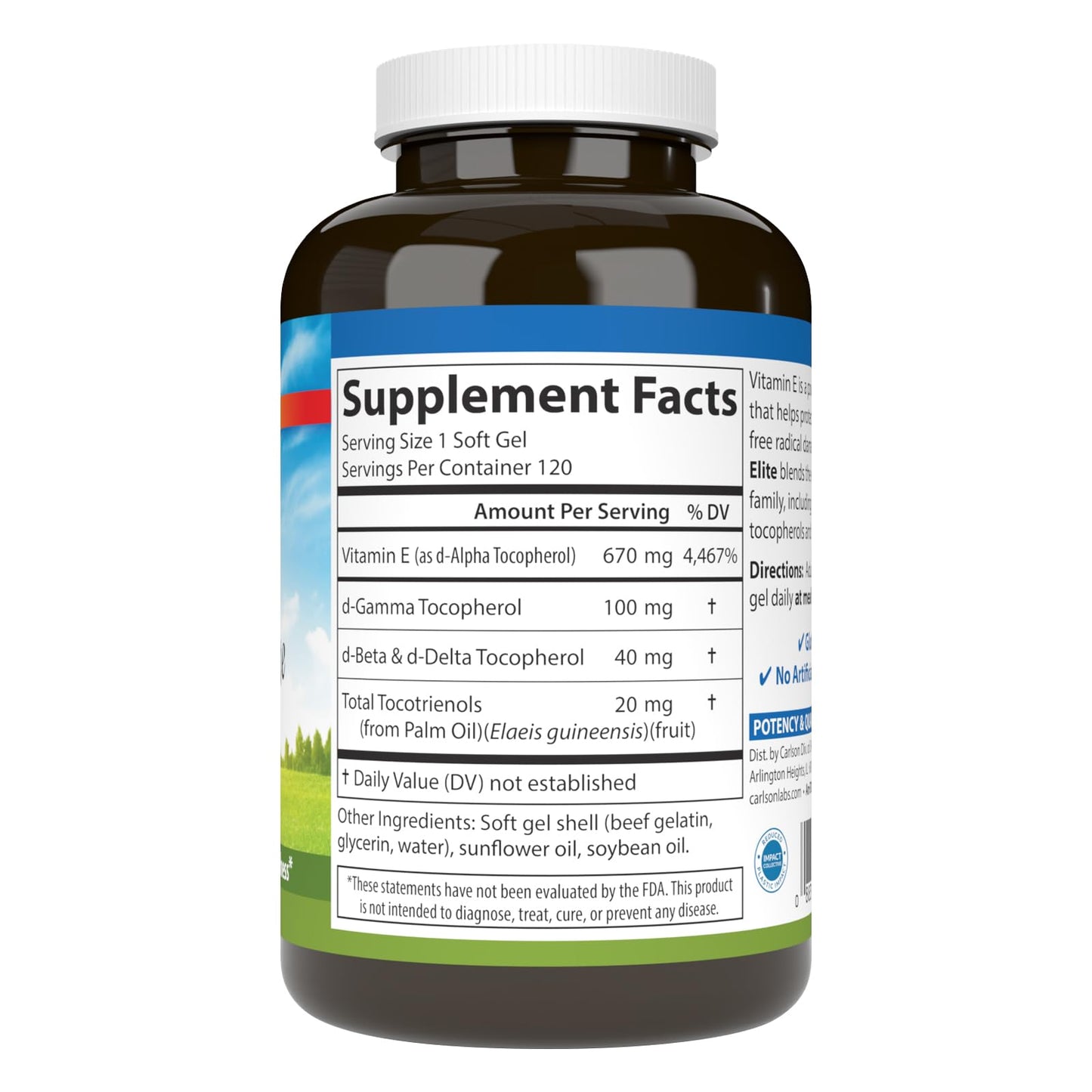 Carlson E-Gems elite cápsulas blandas vitamina E 1000UI salud cardiovascular
