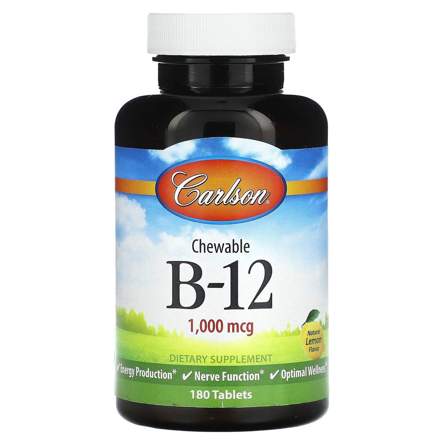 Carlson labs b12-sl 1000 mcg tabletas masticables frasco 180 unidades