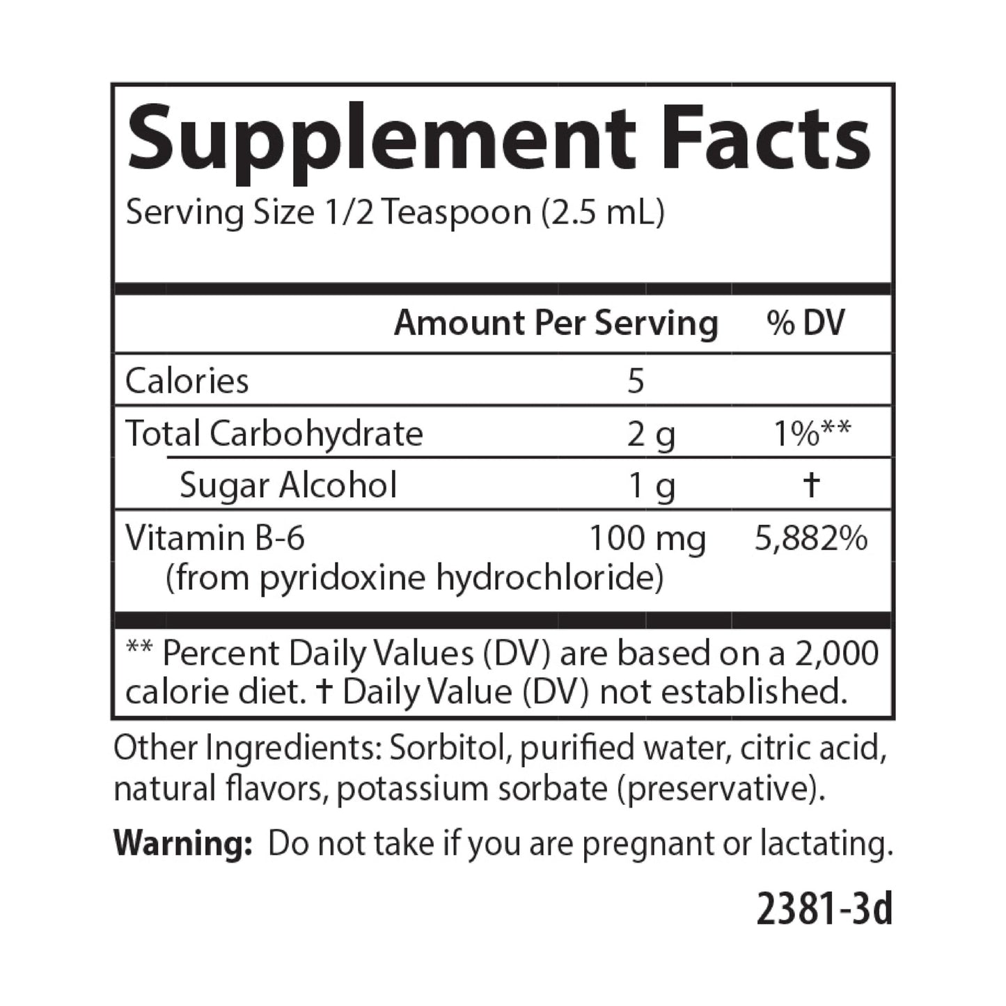 Carlson vitamina B6 líquido para apoyo energía y salud visual