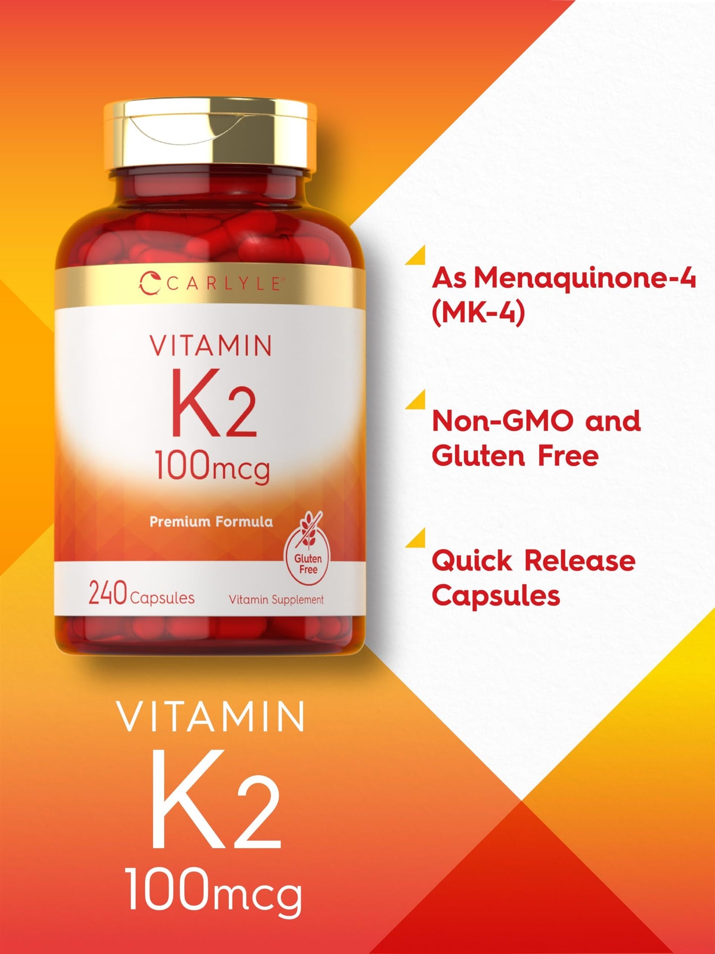 Carlyle envase vitaminas K2 MK4 100mcg 240 cápsulas