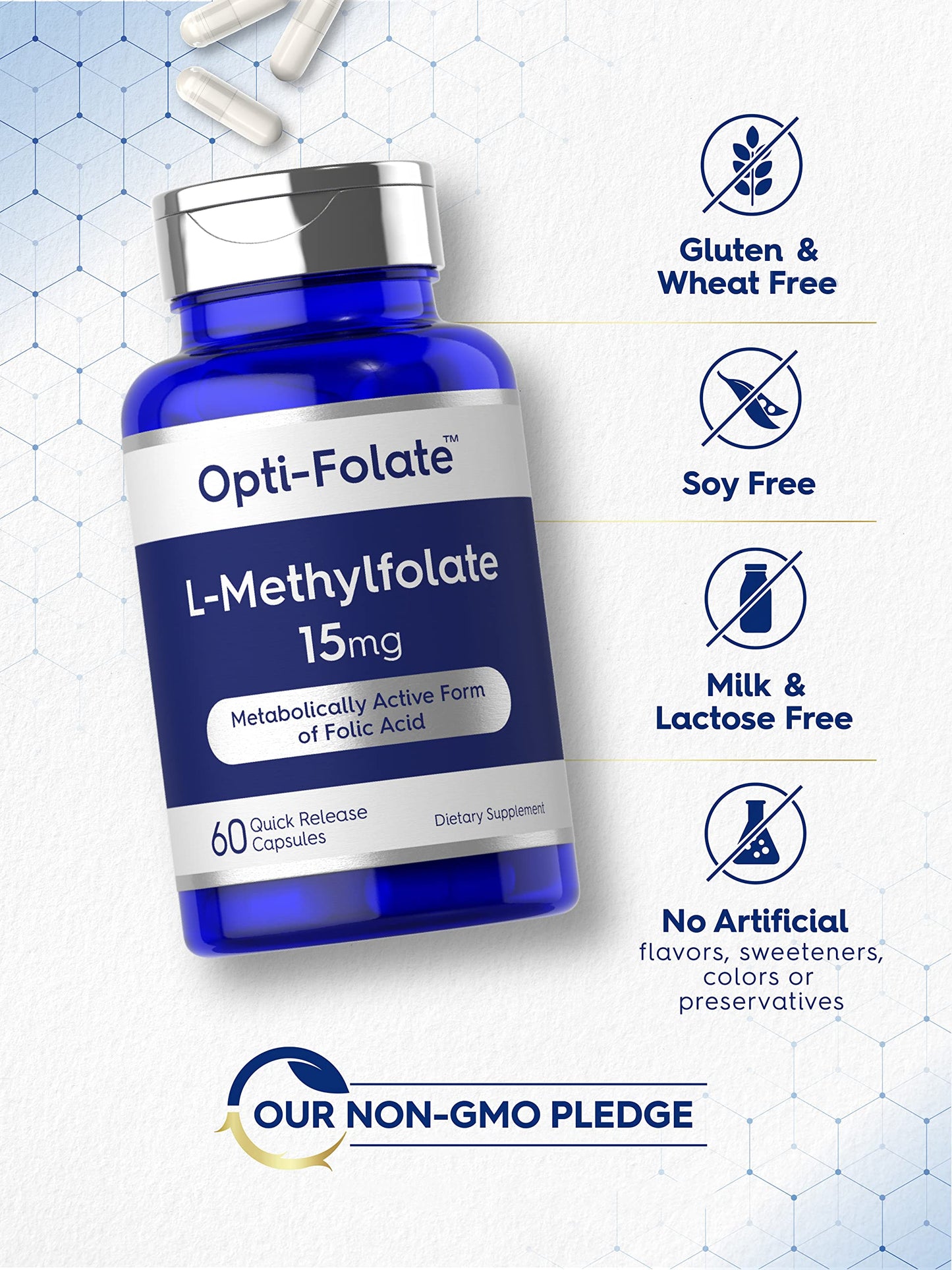 Carlyle L Metilfolato cápsulas sin gluten y sin soya