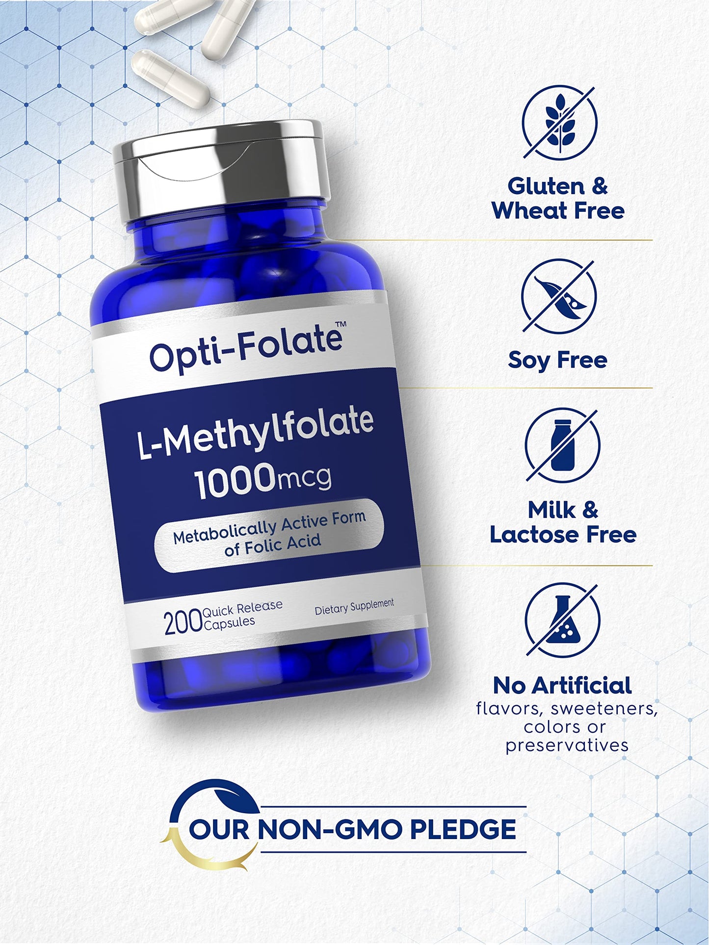 Carlyle Metilfolato 1000 mcg cápsulas sin gluten y no ogm