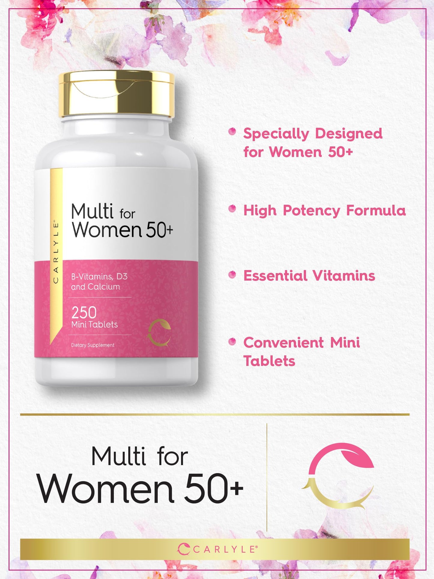 Carlyle multivitaminas para mujeres 50+ libre de gluten y lactosa