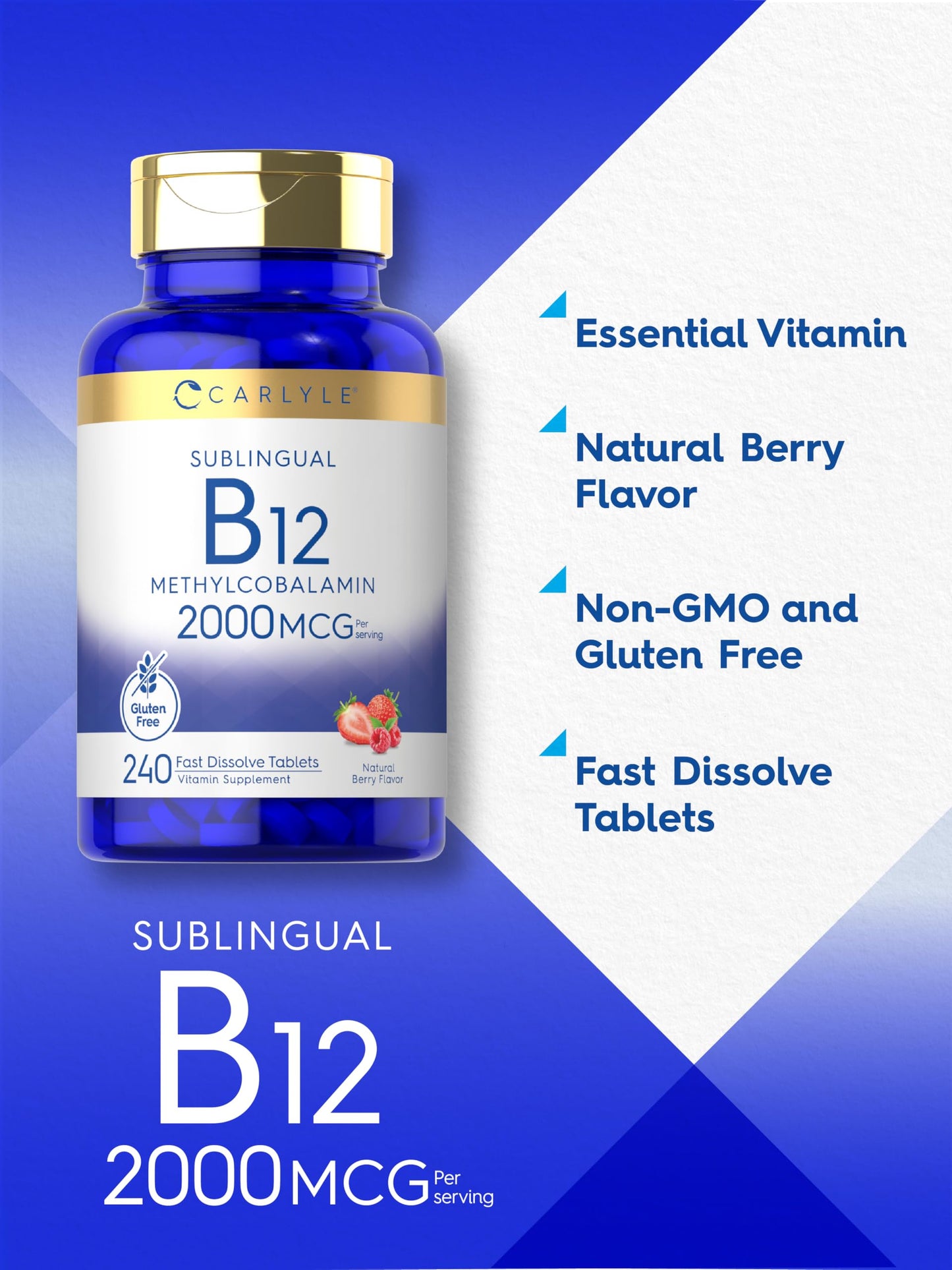 Carlyle suplemento B12 etiqueta trasera