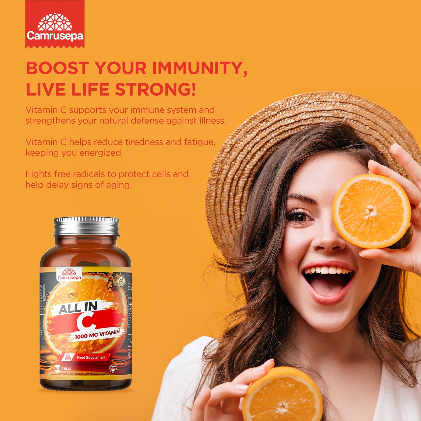 CercanÃa tabletas Camrusepa vitamina C para soporte inmune