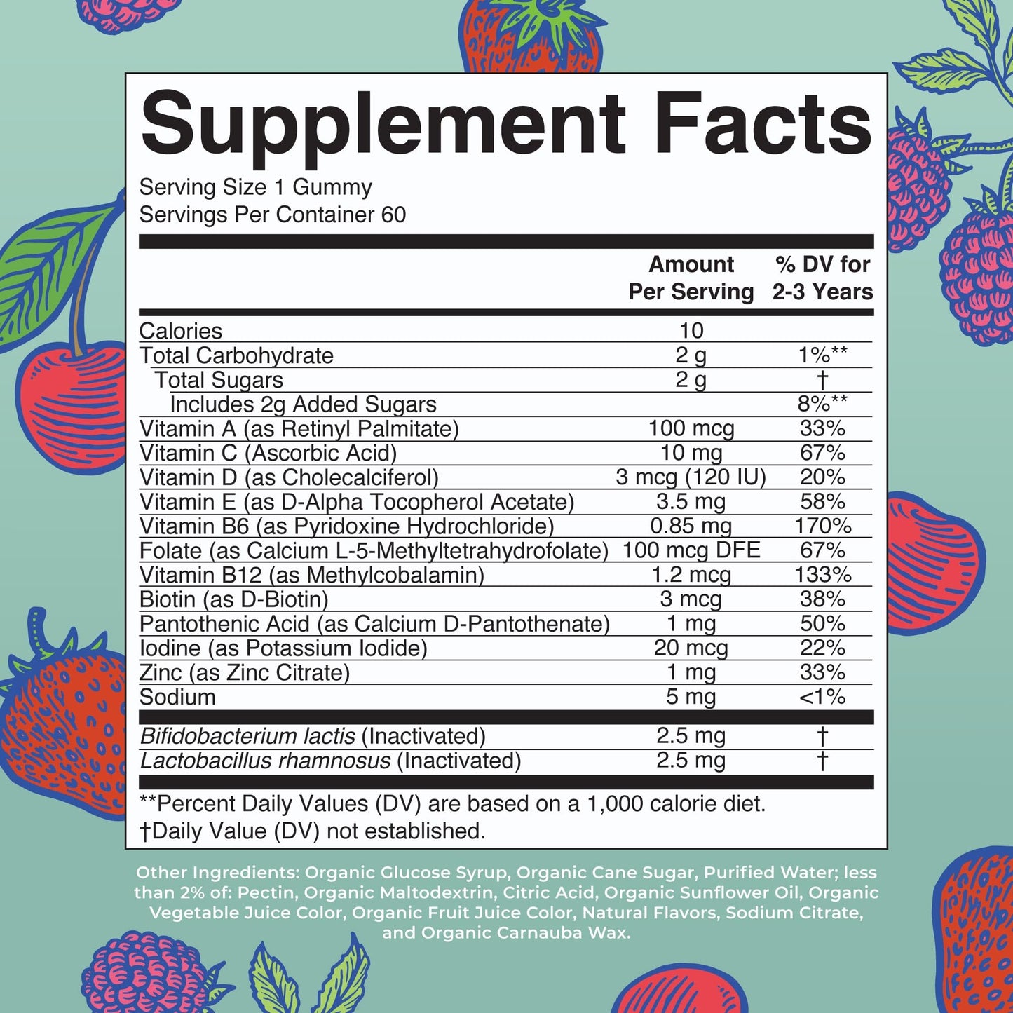 Etiquetas de certificación orgánica y sin OMG para gummies