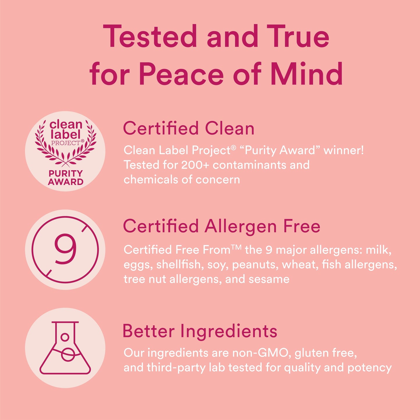 Certificaciones de pureza y limpieza de SmartyPants