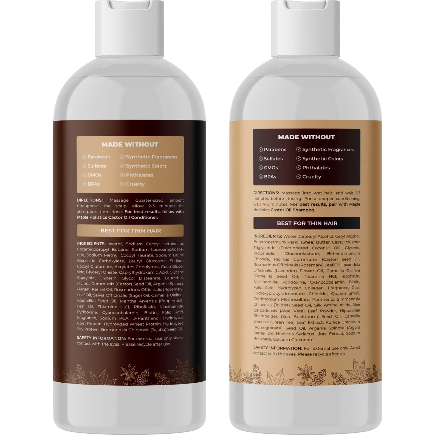 Champú y acondicionador Maple Holistics para engrosar cabello fino