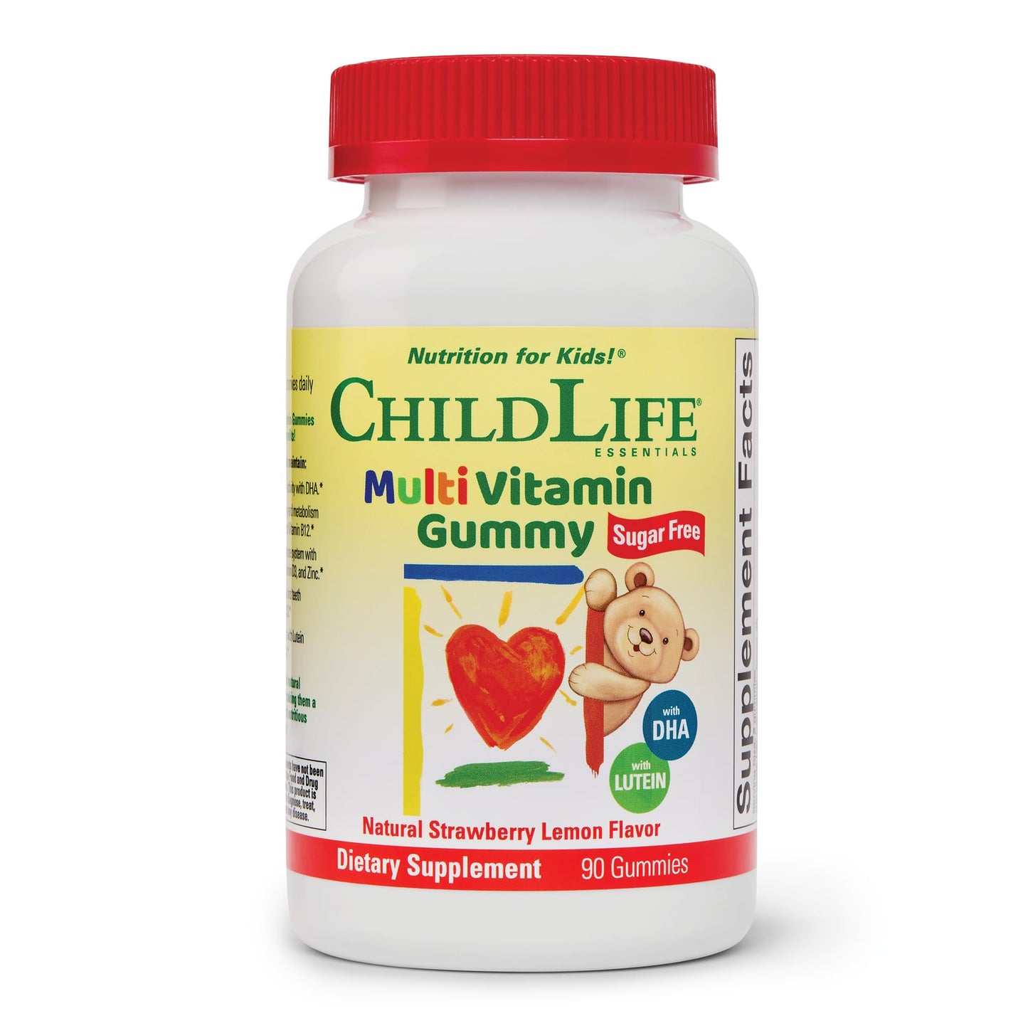 Botella Childlife Essentials gomitas vitamínicas sin azúcar para niños sabor fresa